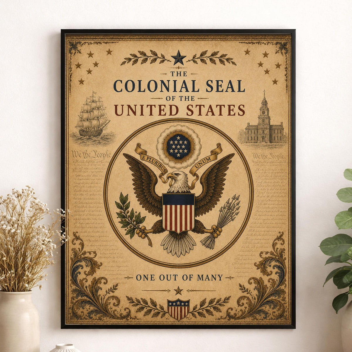 Colonial Seal of the United States Wall Art Print | American Eagle | Historical Americana | Vintage Patriotic Home Decor