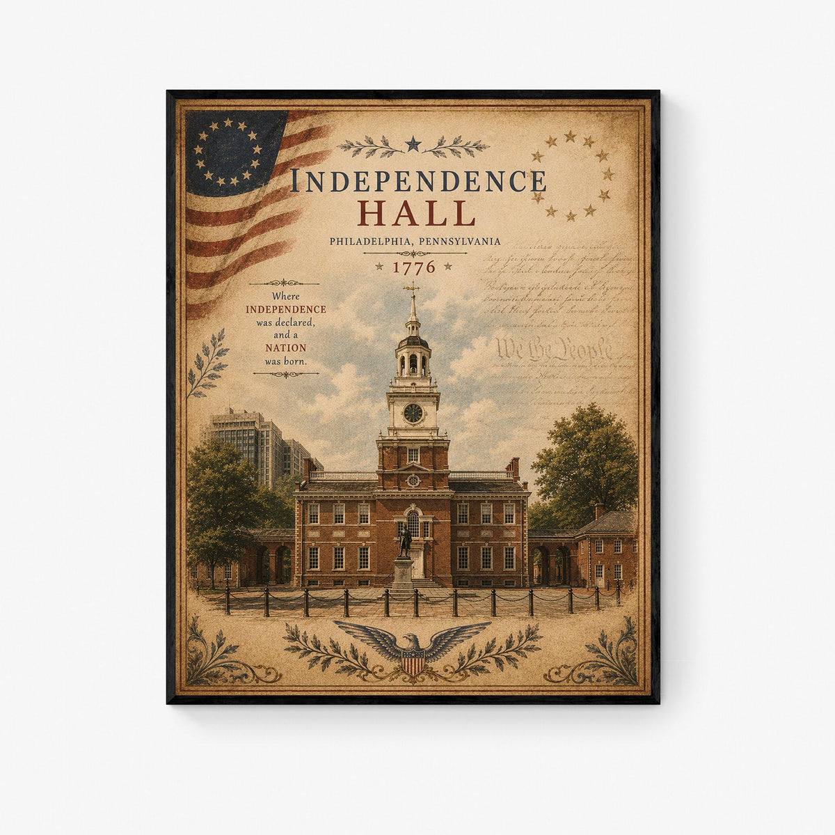 Independence Hall Wall Art Print | Philadelphia | Historical Americana | Vintage Patriotic Home Decor