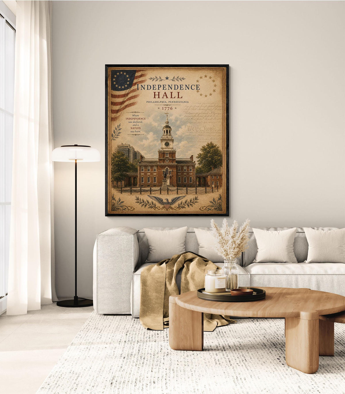 Independence Hall Wall Art Print | Philadelphia | Historical Americana | Vintage Patriotic Home Decor
