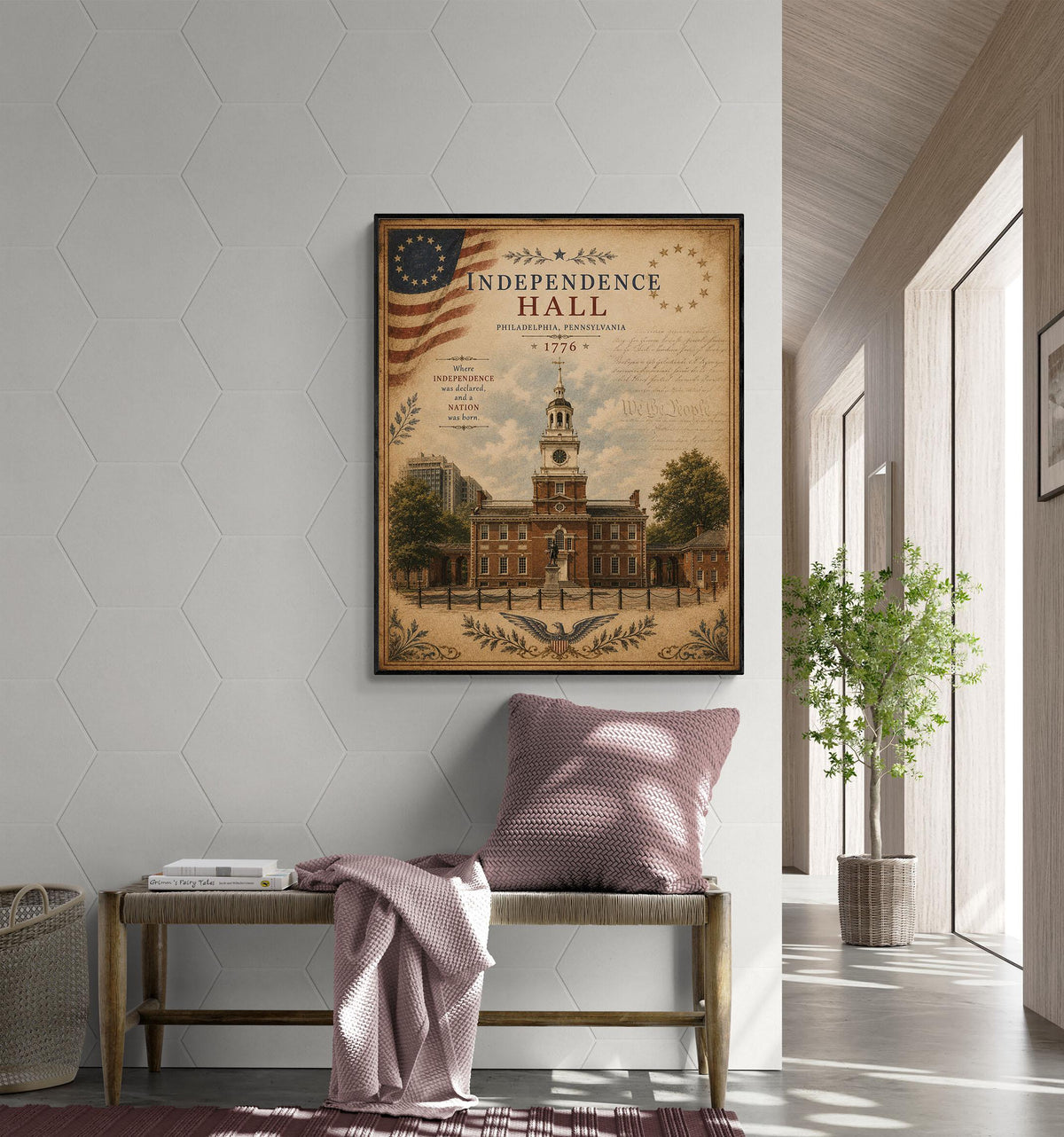 Independence Hall Wall Art Print | Philadelphia | Historical Americana | Vintage Patriotic Home Decor