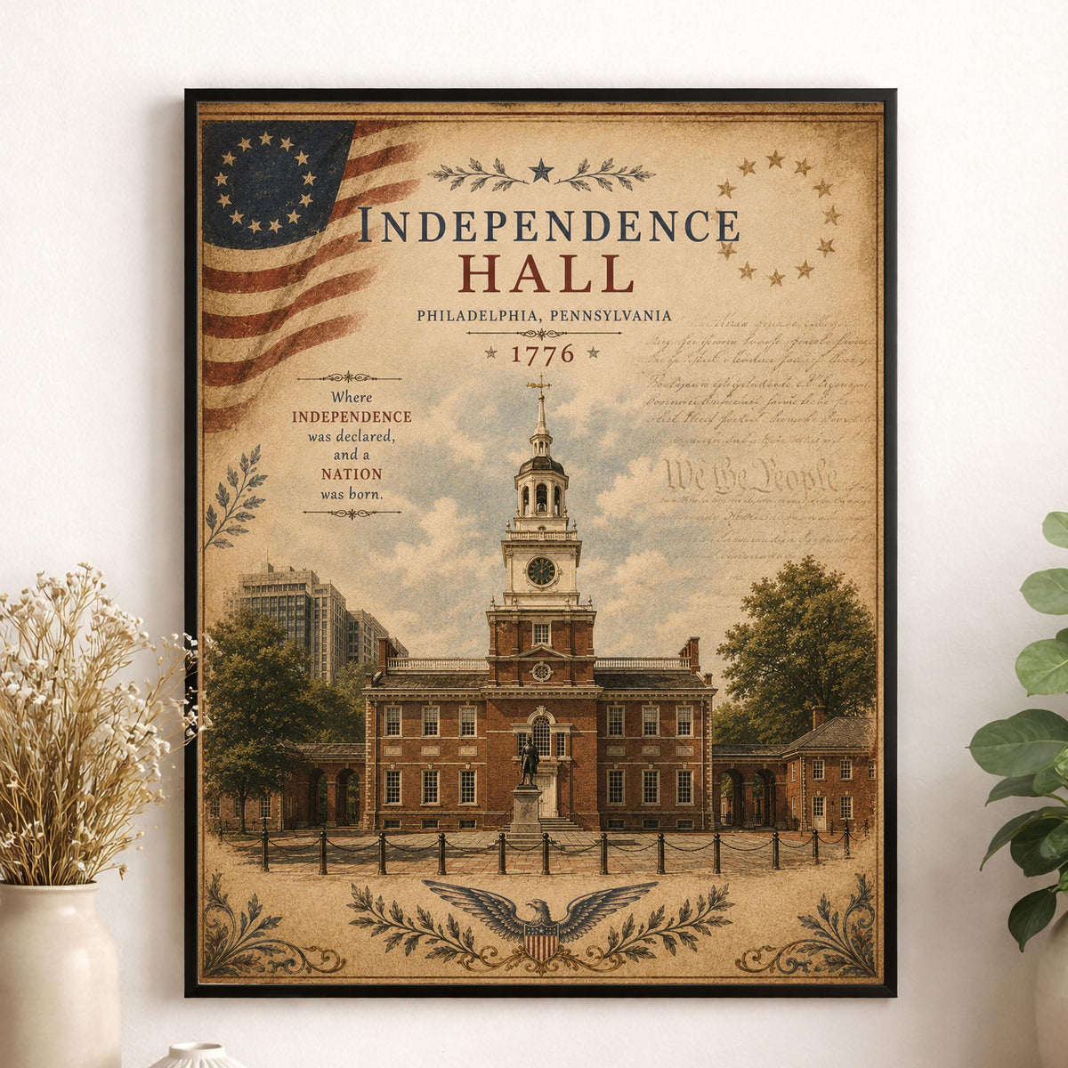 Independence Hall Wall Art Print | Philadelphia | Historical Americana | Vintage Patriotic Home Decor