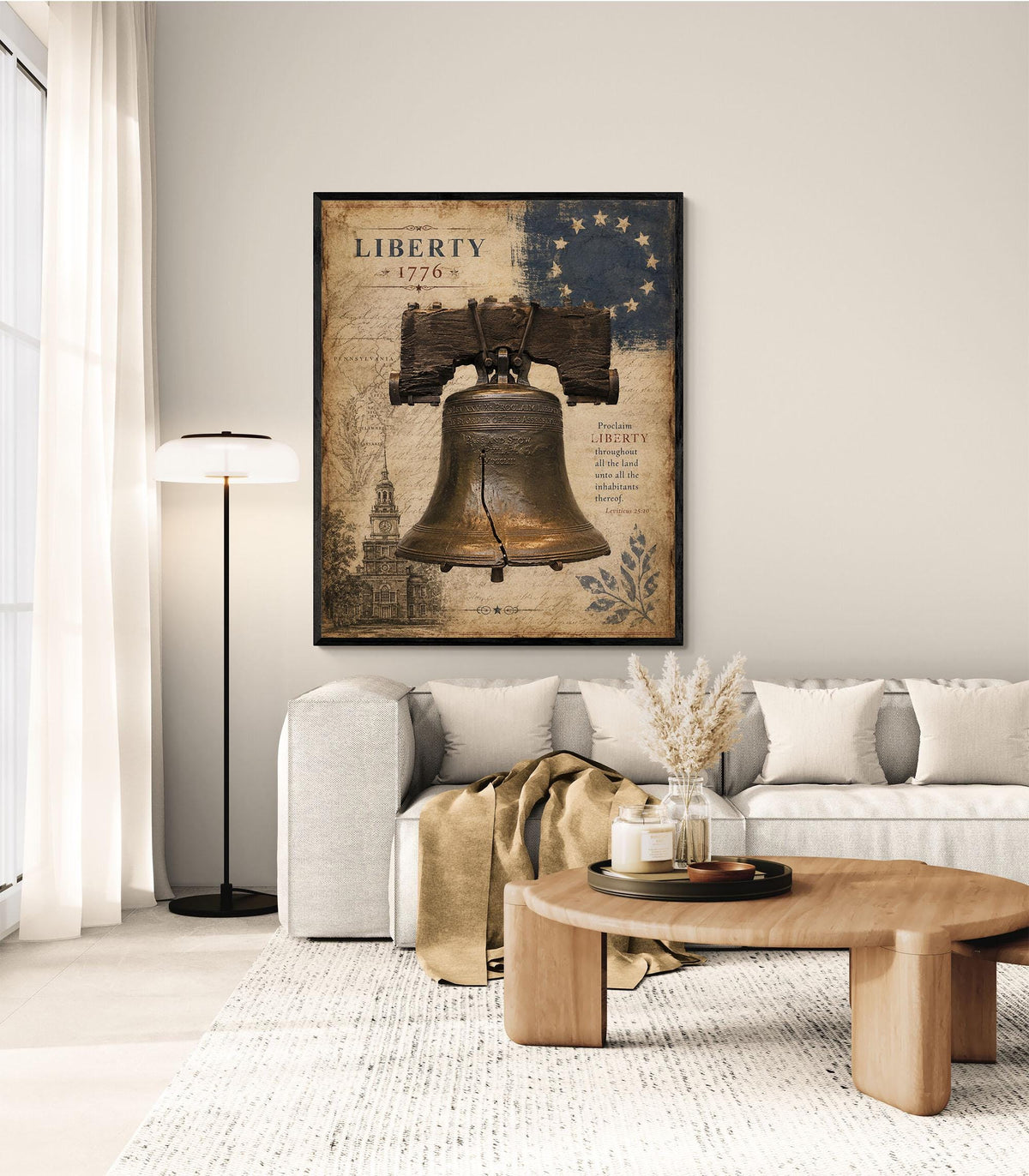Liberty Bell Wall Art Print | Philadelphia | Historical Americana | Vintage Patriotic Home Decor