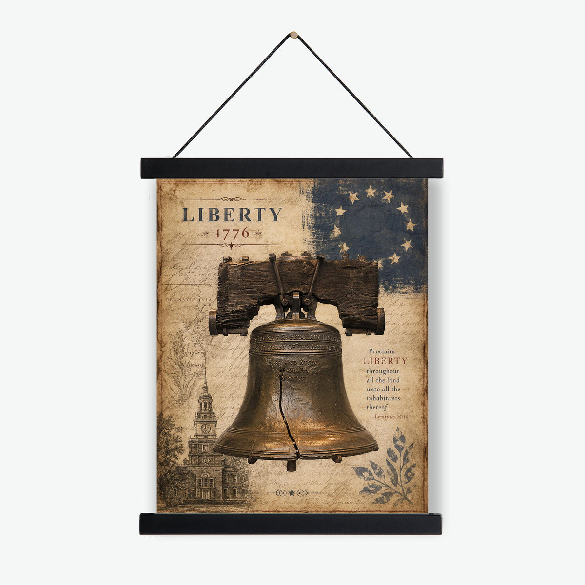 Liberty Bell Wall Art Print | Philadelphia | Historical Americana | Vintage Patriotic Home Decor