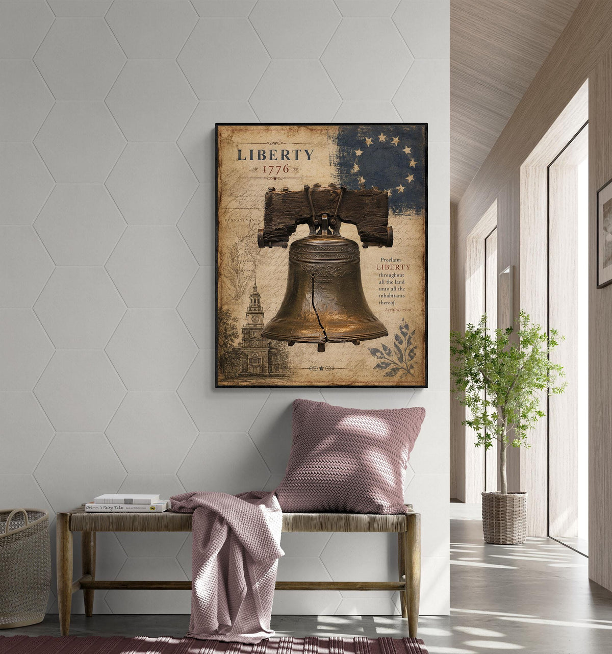 Liberty Bell Wall Art Print | Philadelphia | Historical Americana | Vintage Patriotic Home Decor