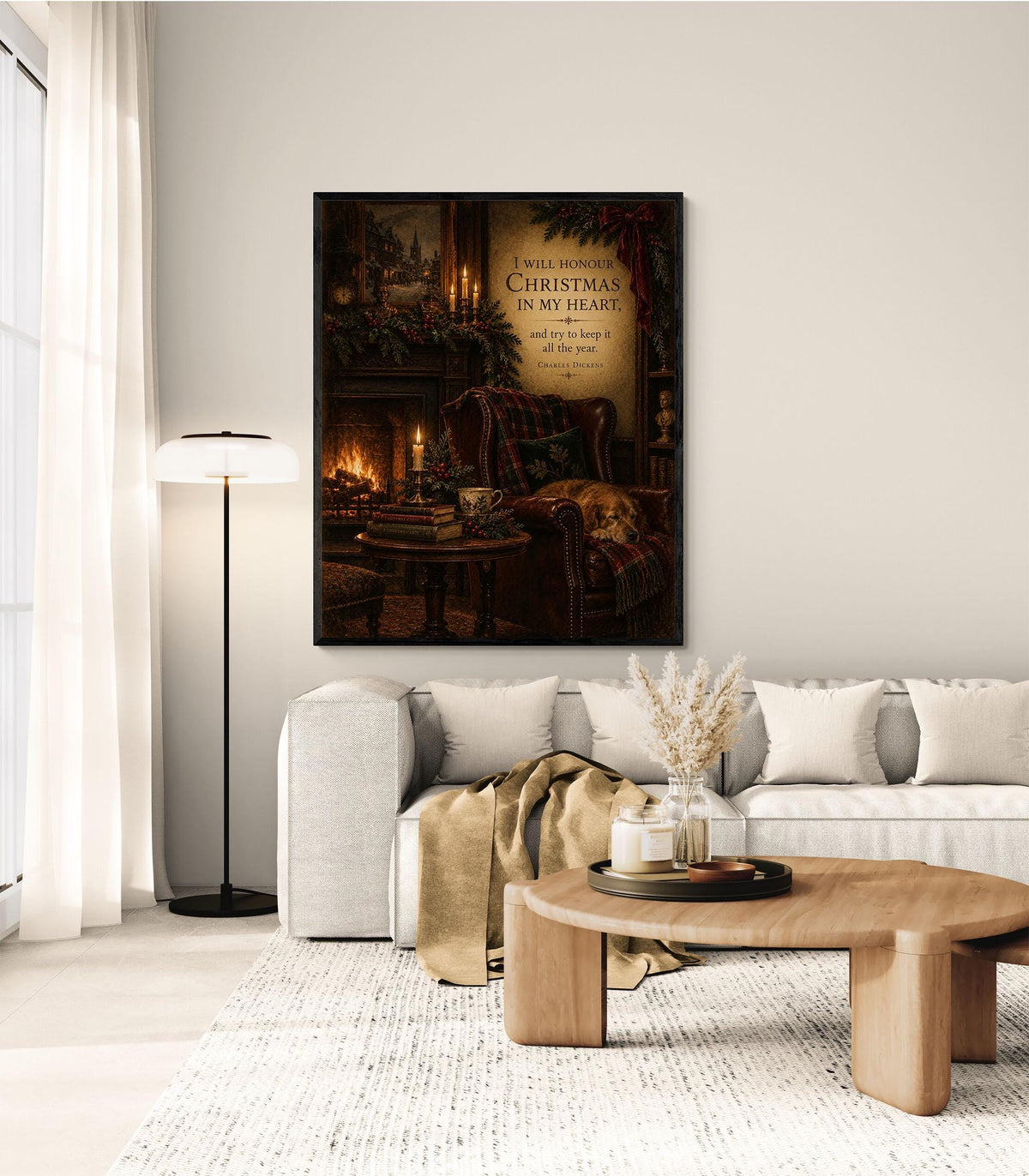 I Will Honor Christmas Wall Art Print, Charles Dickens Quote, A Christmas Carol, Vintage Holiday Home Decor