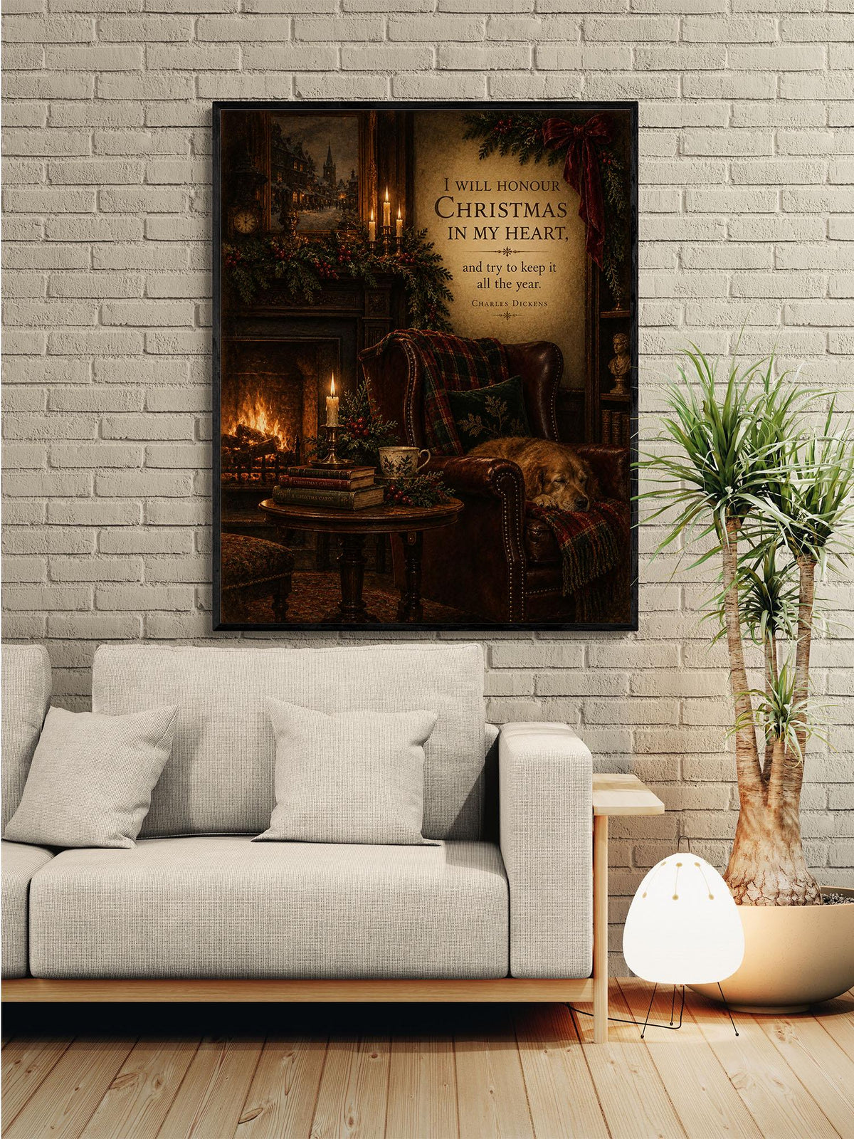 I Will Honor Christmas Wall Art Print, Charles Dickens Quote, A Christmas Carol, Vintage Holiday Home Decor