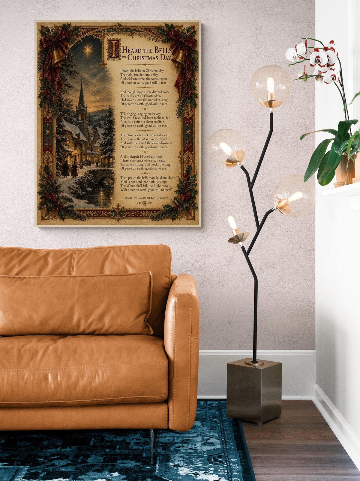 I Heard The Bells On Christmas Art Print, Longfellow Winter Poem, Vintage Holiday Home Decor
