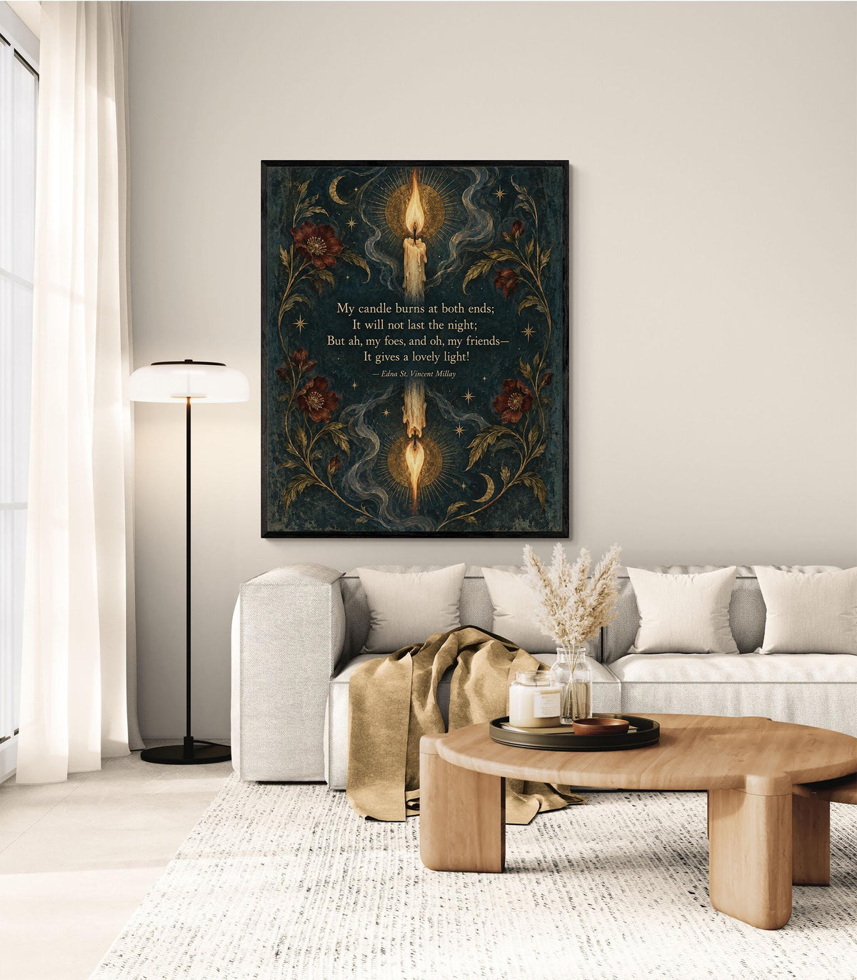 First Fig Quote Art Print | My Candle Burns at Both Ends | Edna Millay | Poetry | Home Decor | Literary Poster