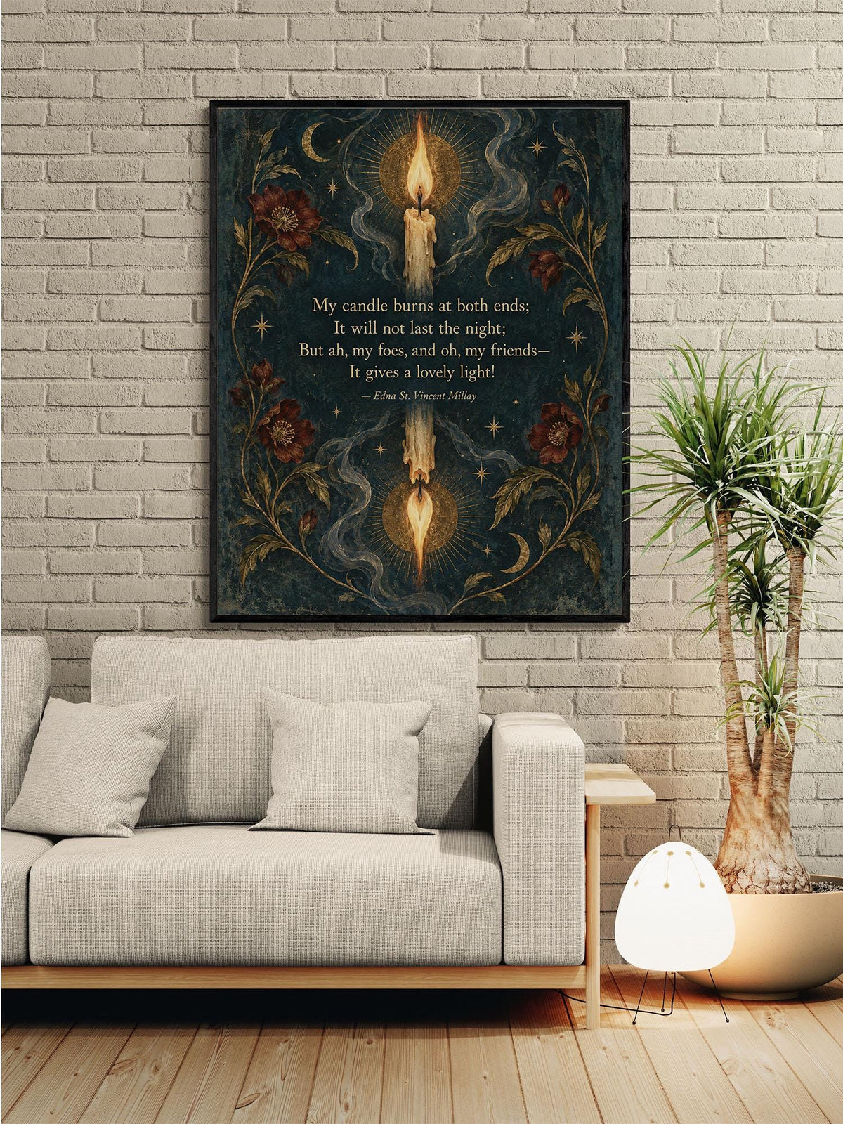 First Fig Quote Art Print | My Candle Burns at Both Ends | Edna Millay | Poetry | Home Decor | Literary Poster