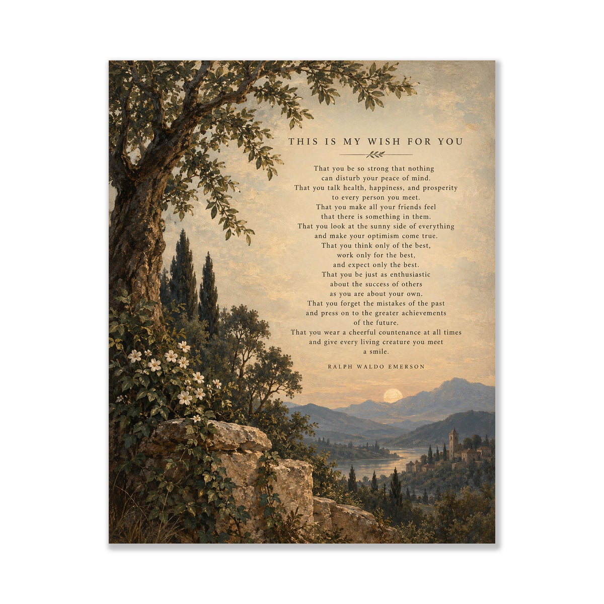 Ralph Waldo Emerson Quote Art Print, This Is My Wish for You, Literary Wall Home Decor