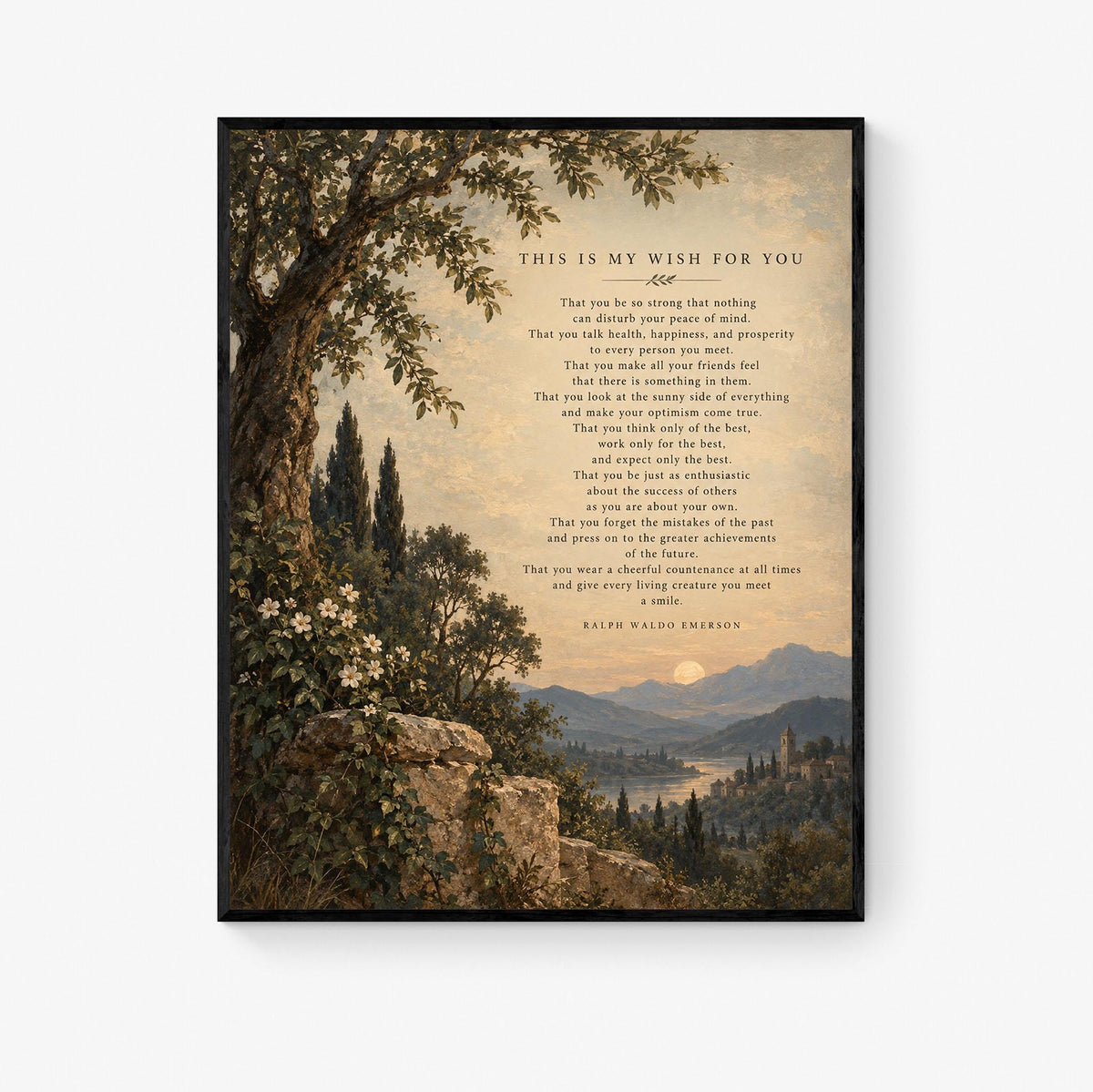 Ralph Waldo Emerson Quote Art Print, This Is My Wish for You, Literary Wall Home Decor