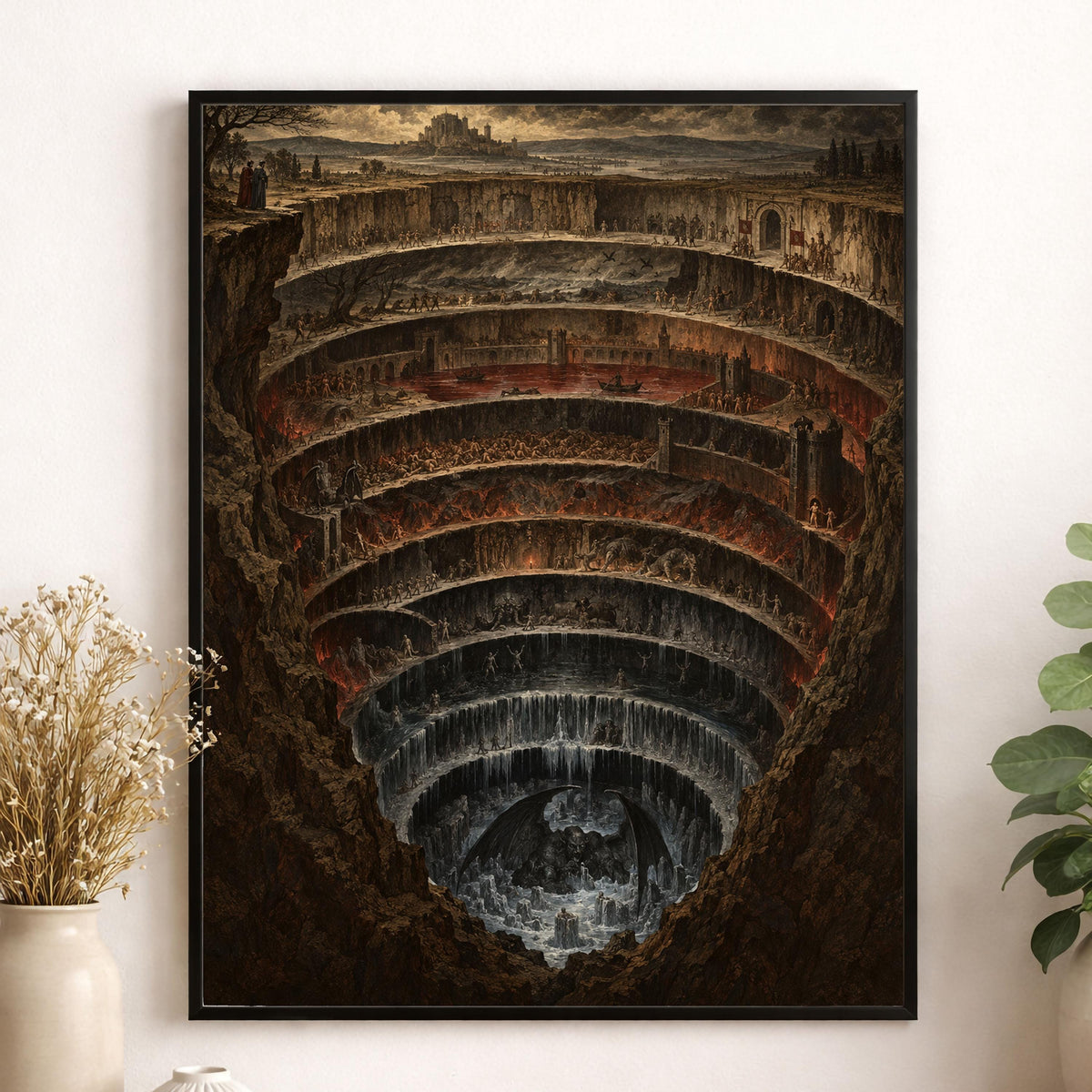 Dante’s Inferno Art Print, Nine Circles of Hell Dark Academia Wall Home Decor