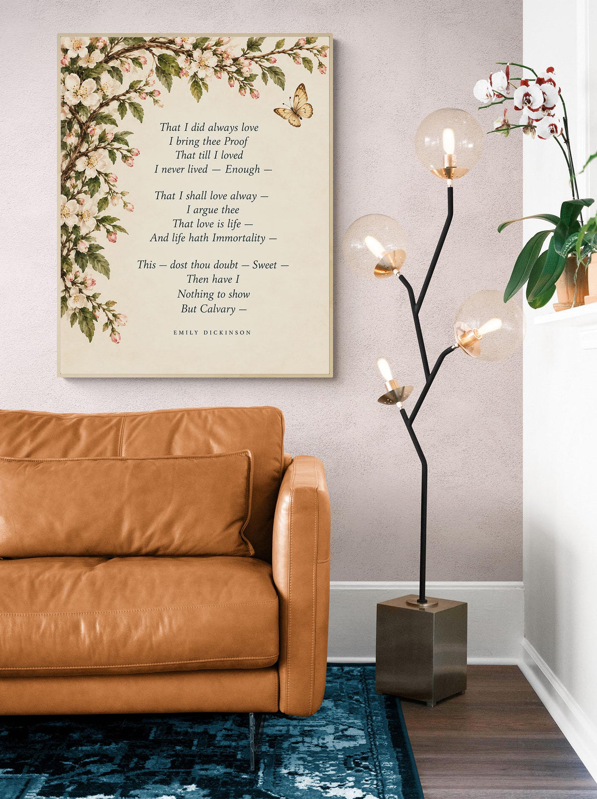 Emily Dickinson Quote Art Print | Calvary Poem | Vintage Floral | Literary Wall Home Decor