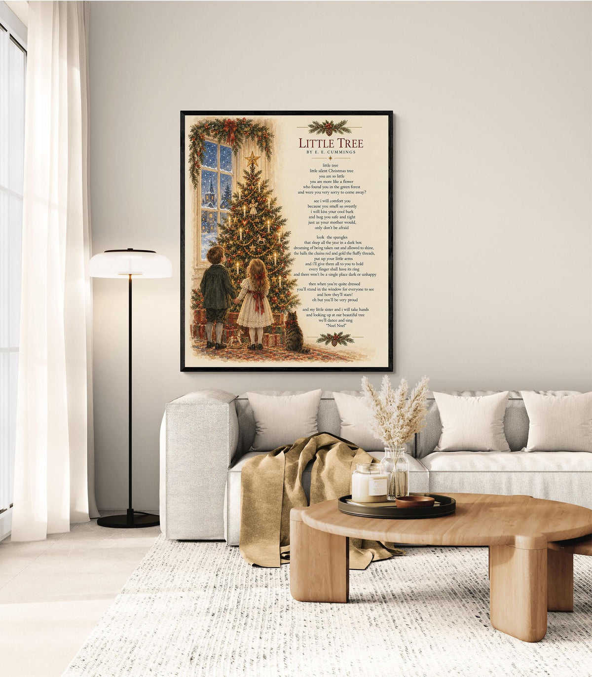 Little Tree Wall Art Print, EE Cummings, Christmas Holiday, Home Decor