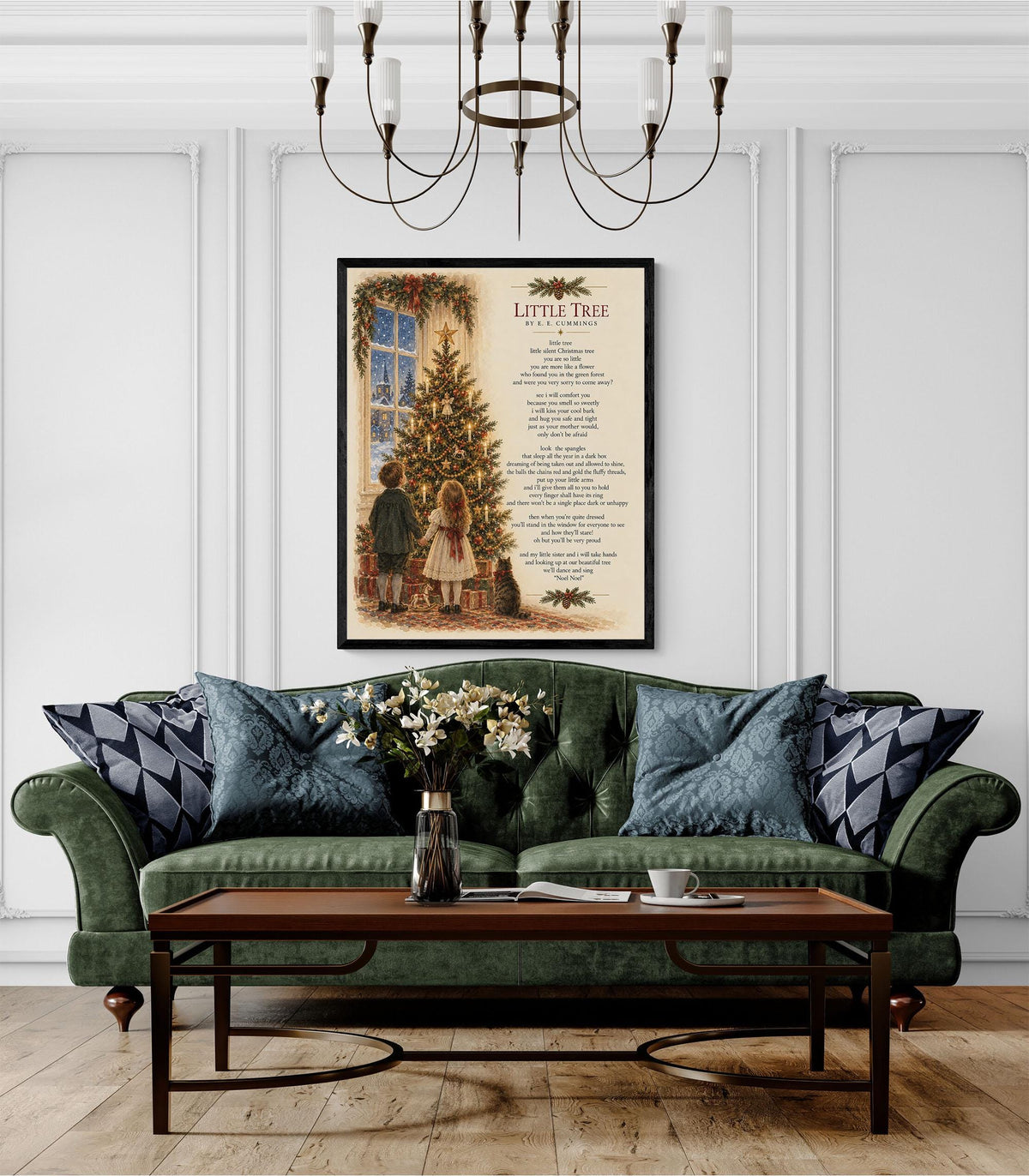Little Tree Wall Art Print, EE Cummings, Christmas Holiday, Home Decor