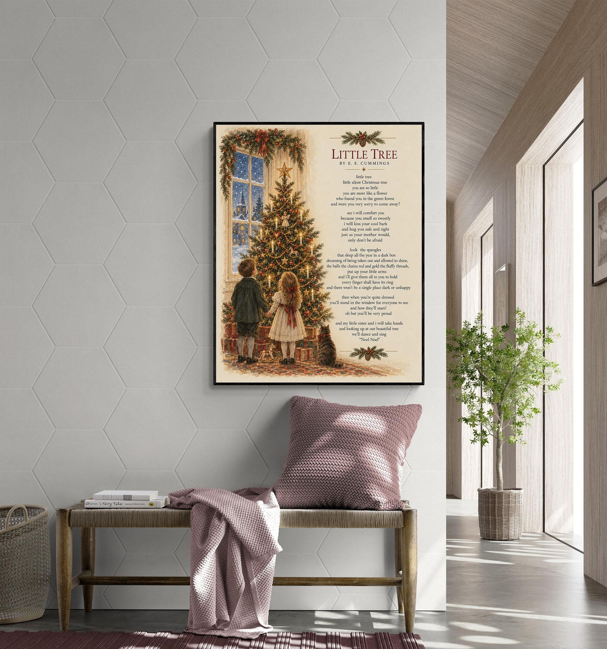 Little Tree Wall Art Print, EE Cummings, Christmas Holiday, Home Decor