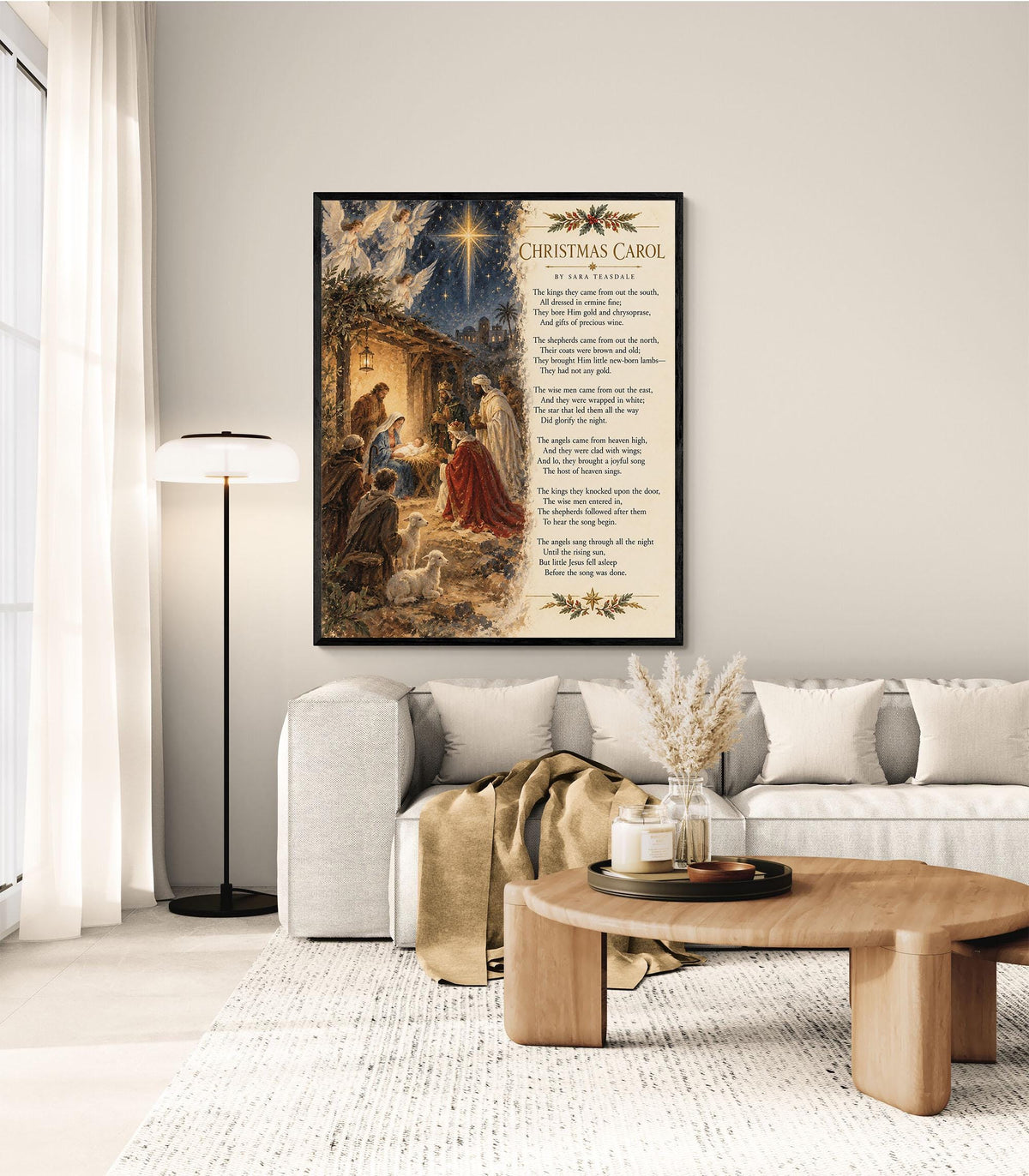 Christmas Carol Wall Art Print, Teasdale Quote, Holiday Poem, Nativity Home Decor