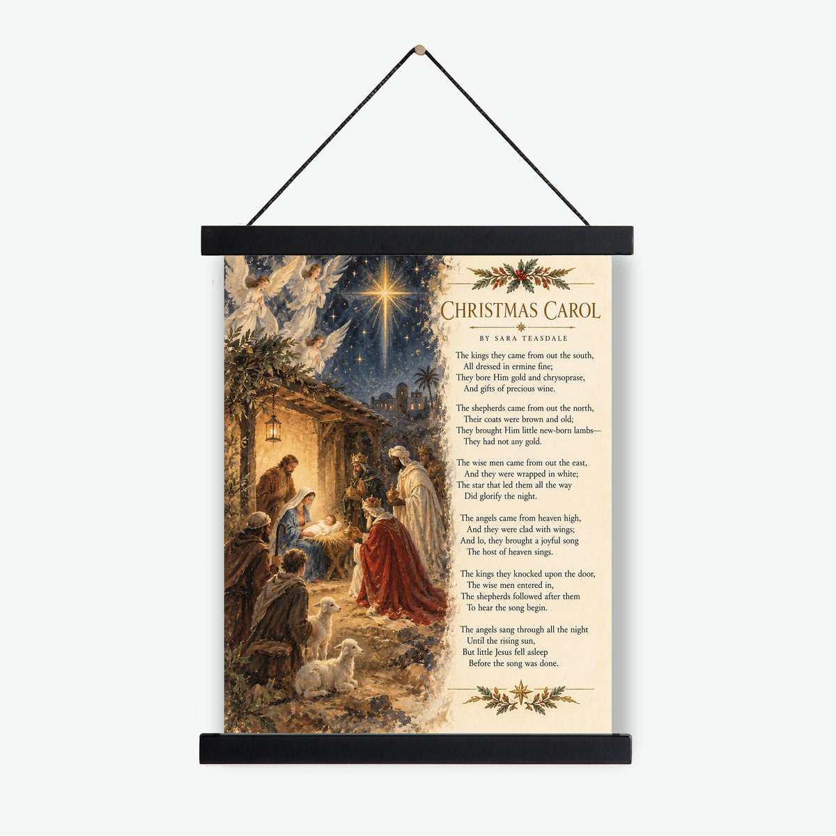 Christmas Carol Wall Art Print, Teasdale Quote, Holiday Poem, Nativity Home Decor