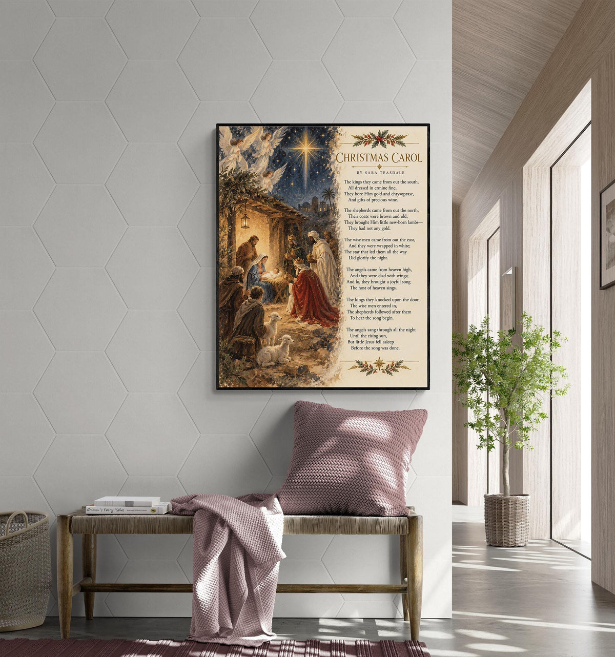 Christmas Carol Wall Art Print, Teasdale Quote, Holiday Poem, Nativity Home Decor