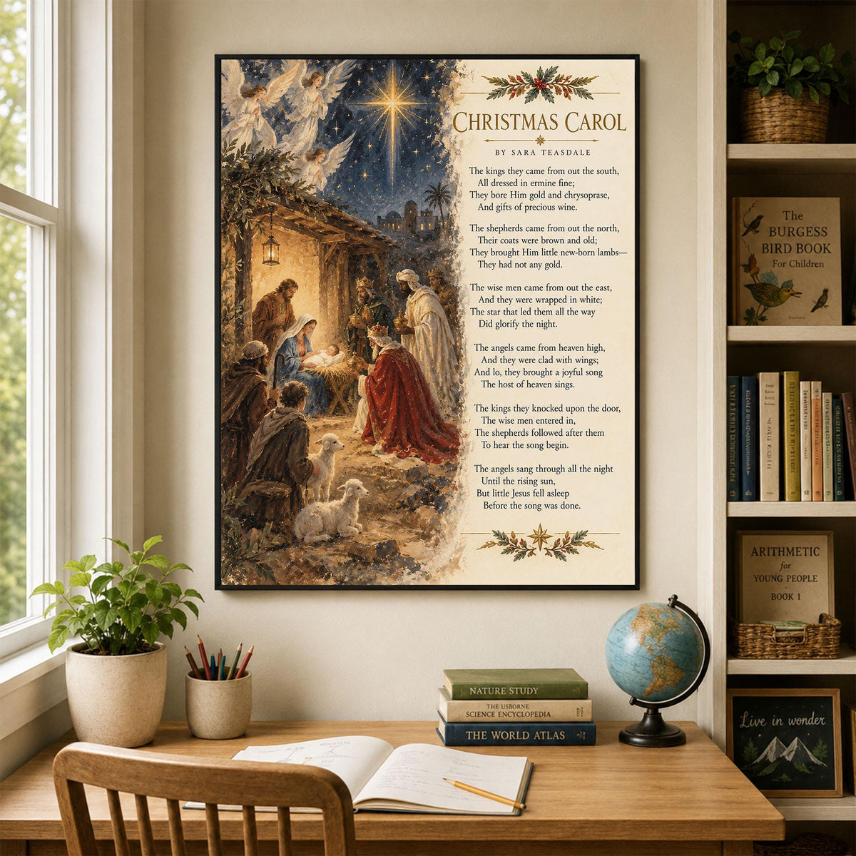 Christmas Carol Wall Art Print, Teasdale Quote, Holiday Poem, Nativity Home Decor