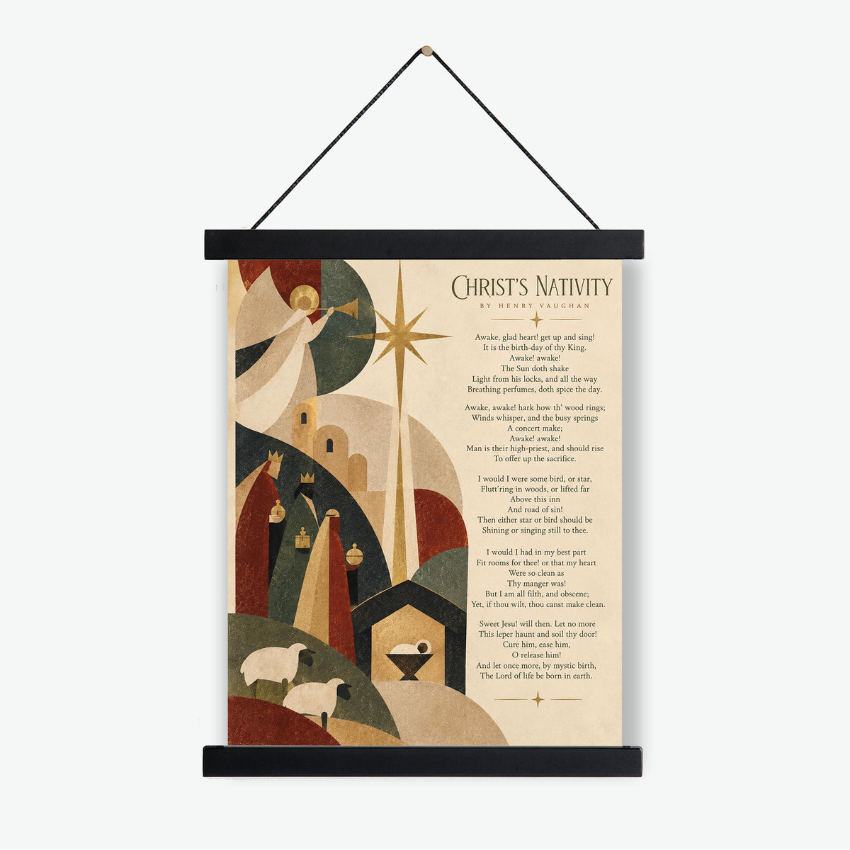 Christ's Nativity Wall Art Print, Henry Vaughan Christmas Quote, Holiday Poem, Home Decor
