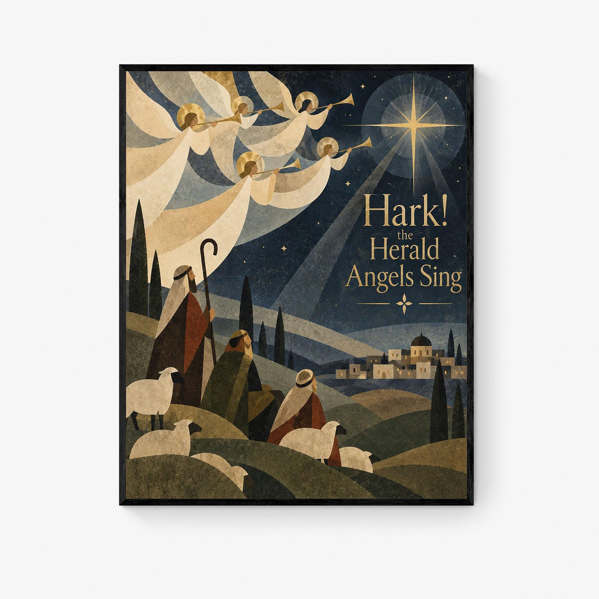 Hark The Herald Angels Sing Wall Art Print, Christmas, Holiday Poem, Home Decor