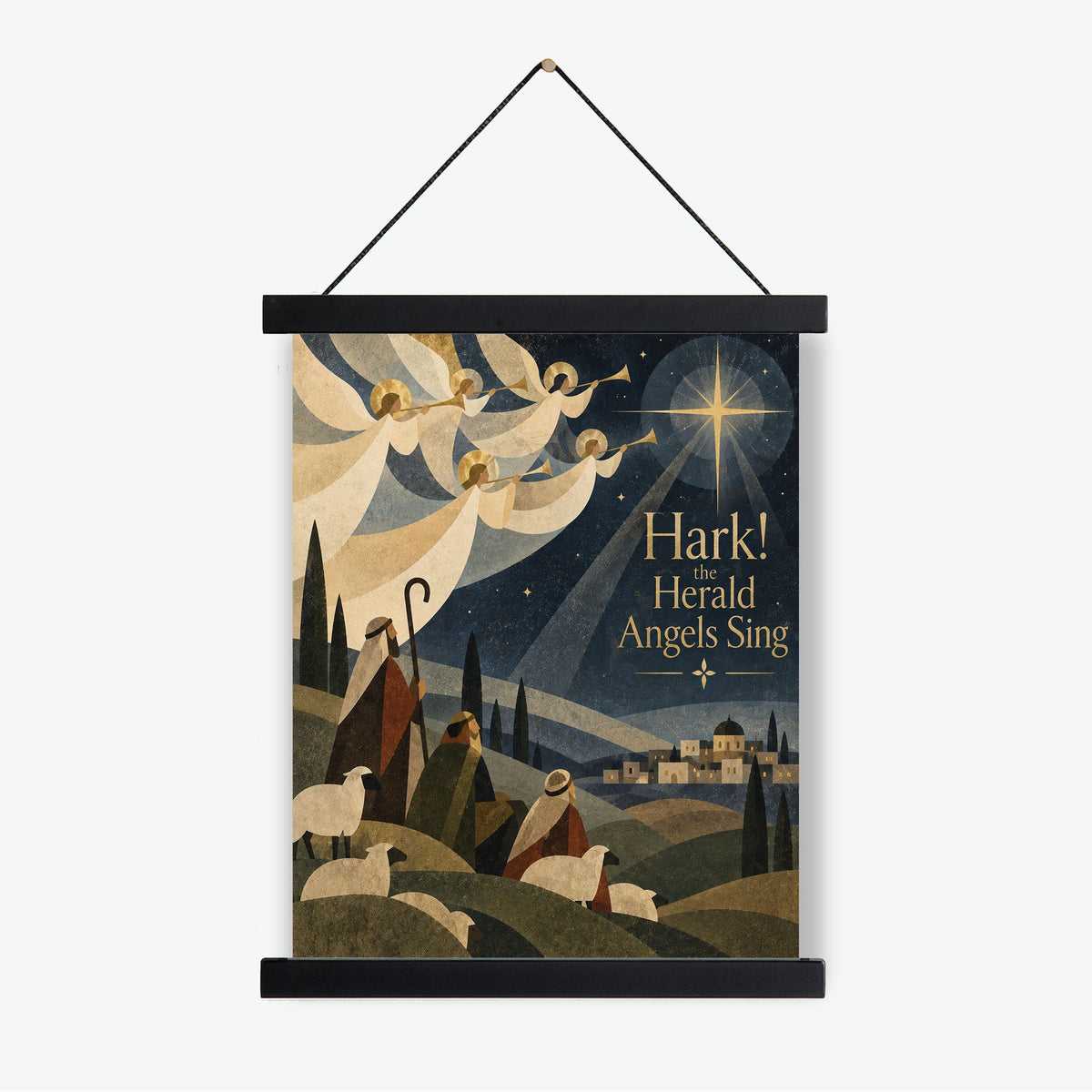 Hark The Herald Angels Sing Wall Art Print, Christmas, Holiday Poem, Home Decor