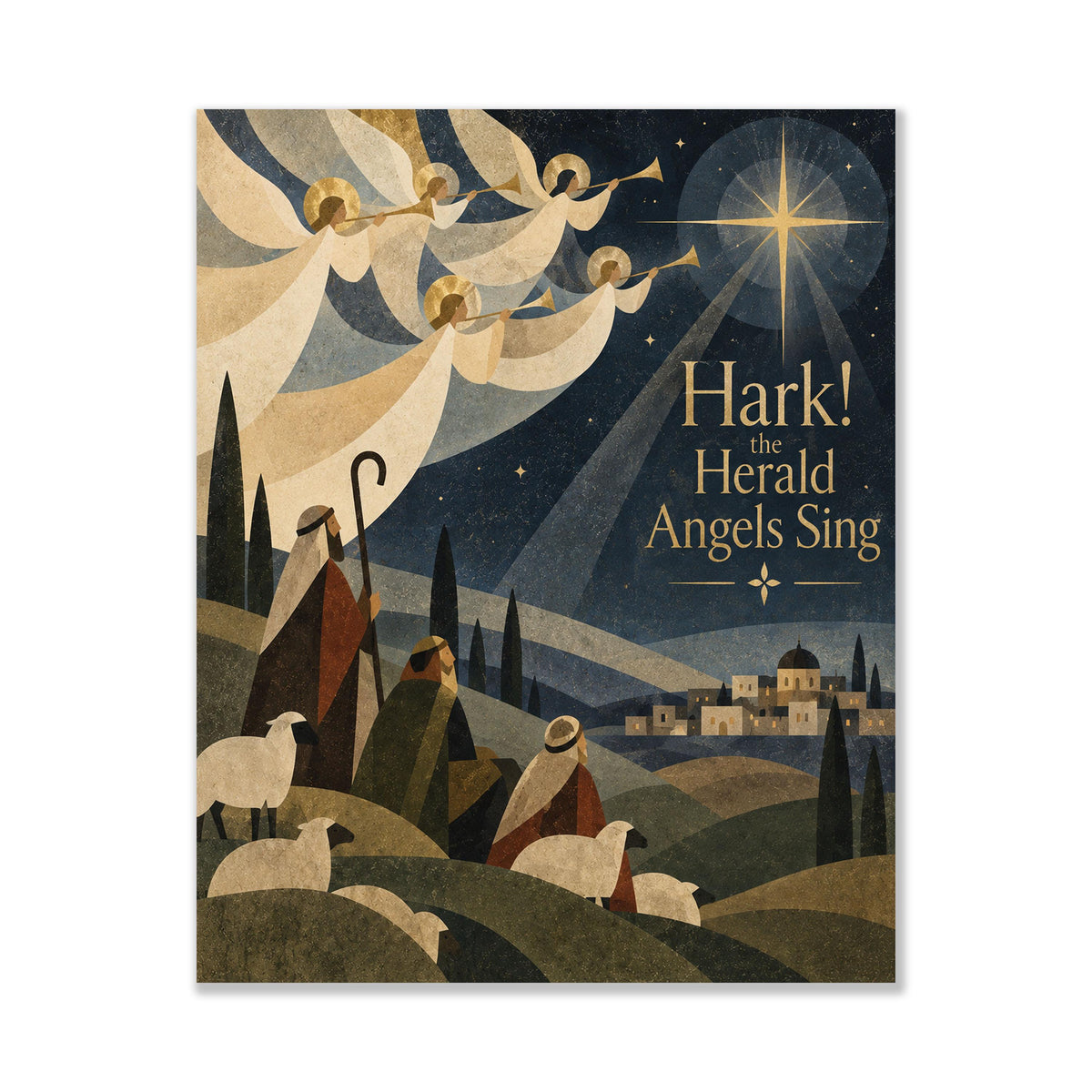 Hark The Herald Angels Sing Wall Art Print, Christmas, Holiday Poem, Home Decor