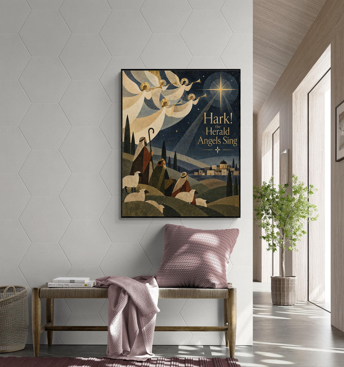 Hark The Herald Angels Sing Wall Art Print, Christmas, Holiday Poem, Home Decor