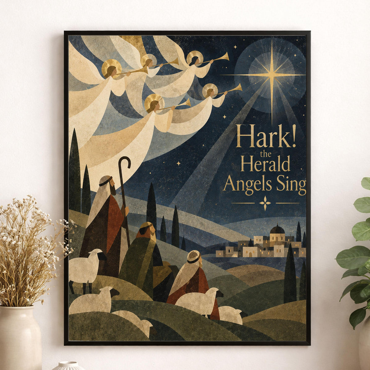 Hark The Herald Angels Sing Wall Art Print, Christmas, Holiday Poem, Home Decor