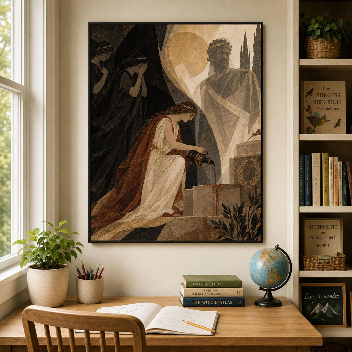 Electra At Agamemnon's Tomb Art Print | Greek Mythology | Aeschylus Libation Bearers | Home Decor