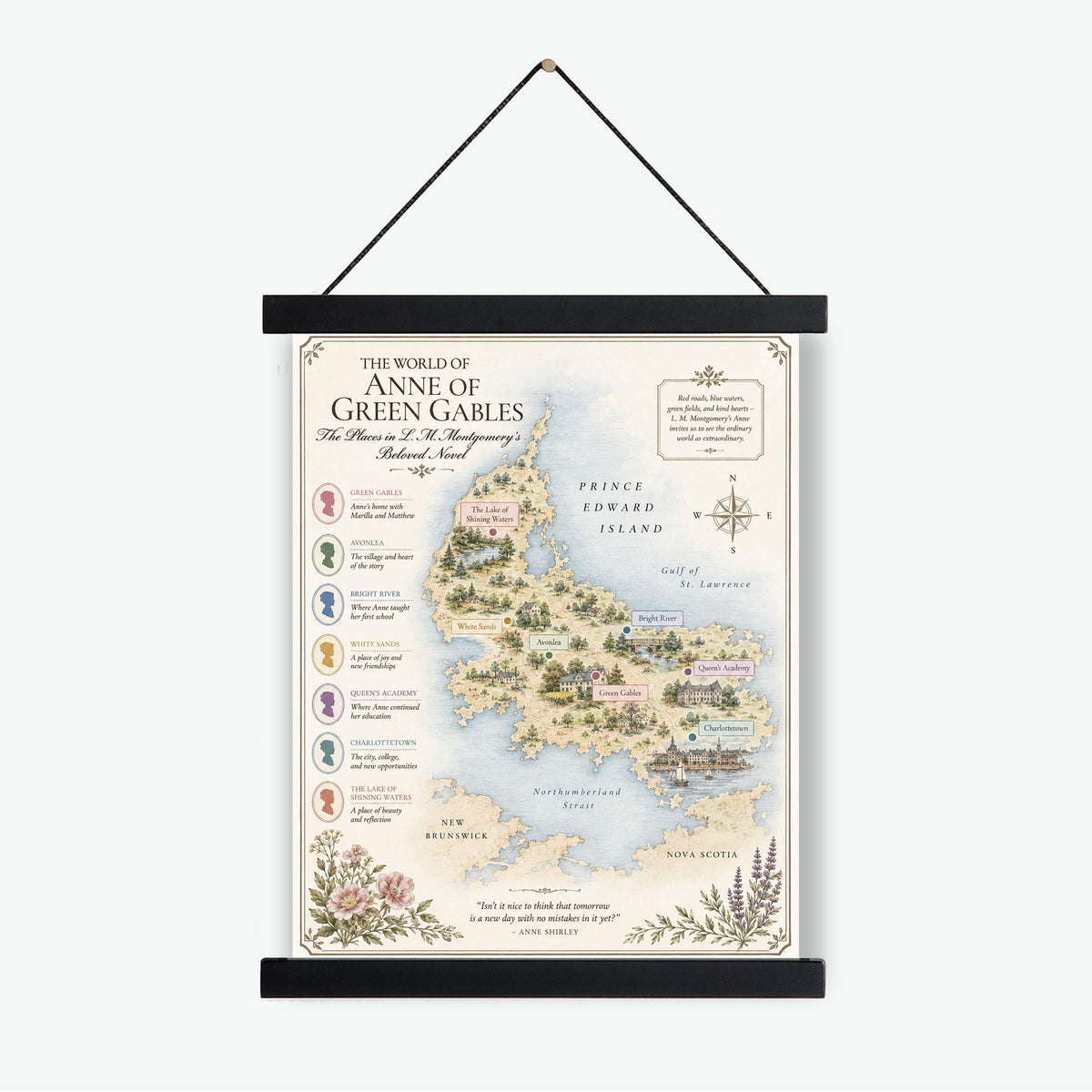 Anne of Green Gables Book Map Art Print, LM Montgomery, Literary Wall Artwork, Home Decor, Library Gift, Classic Novel Poster