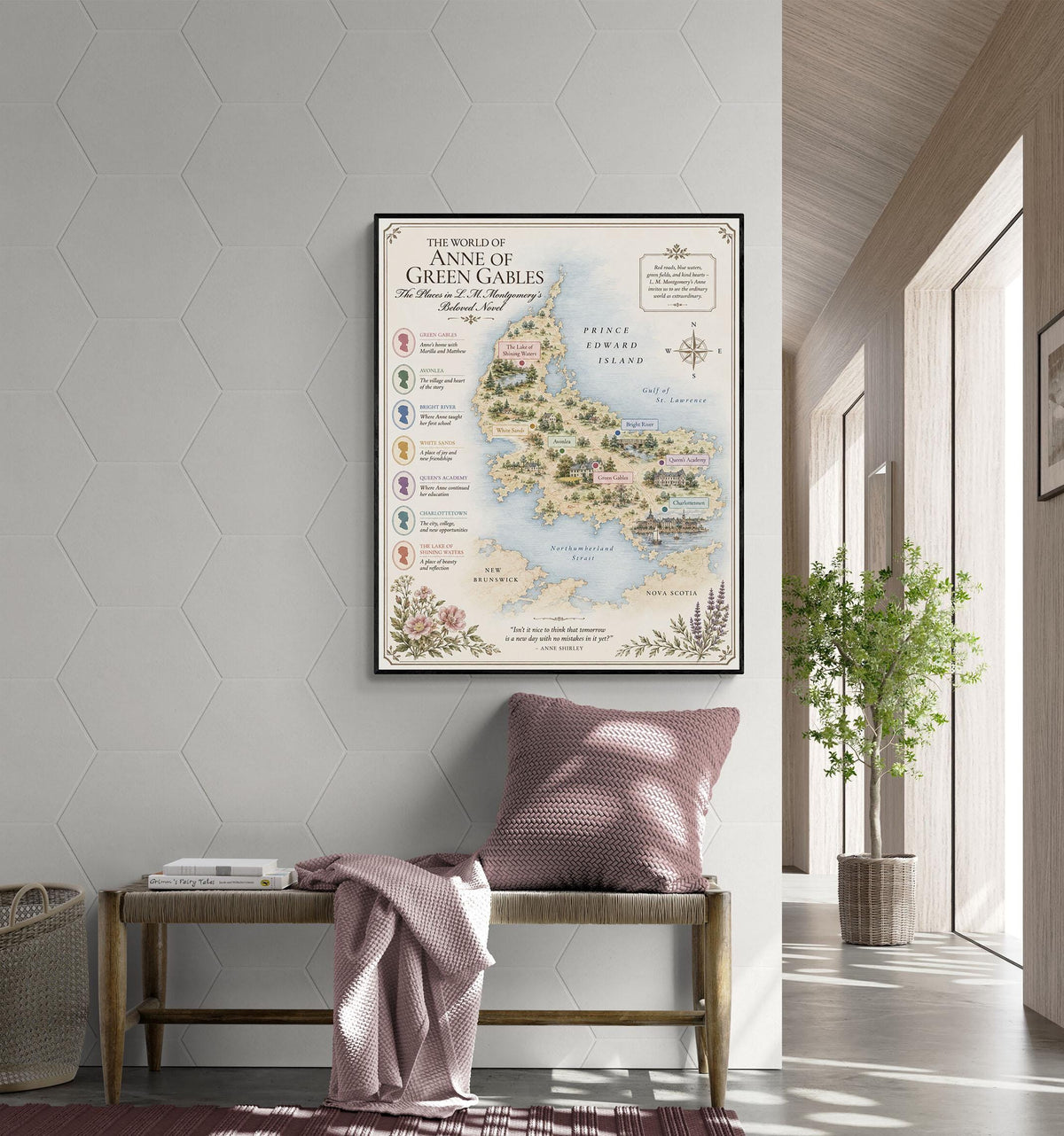 Anne of Green Gables Book Map Art Print, LM Montgomery, Literary Wall Artwork, Home Decor, Library Gift, Classic Novel Poster
