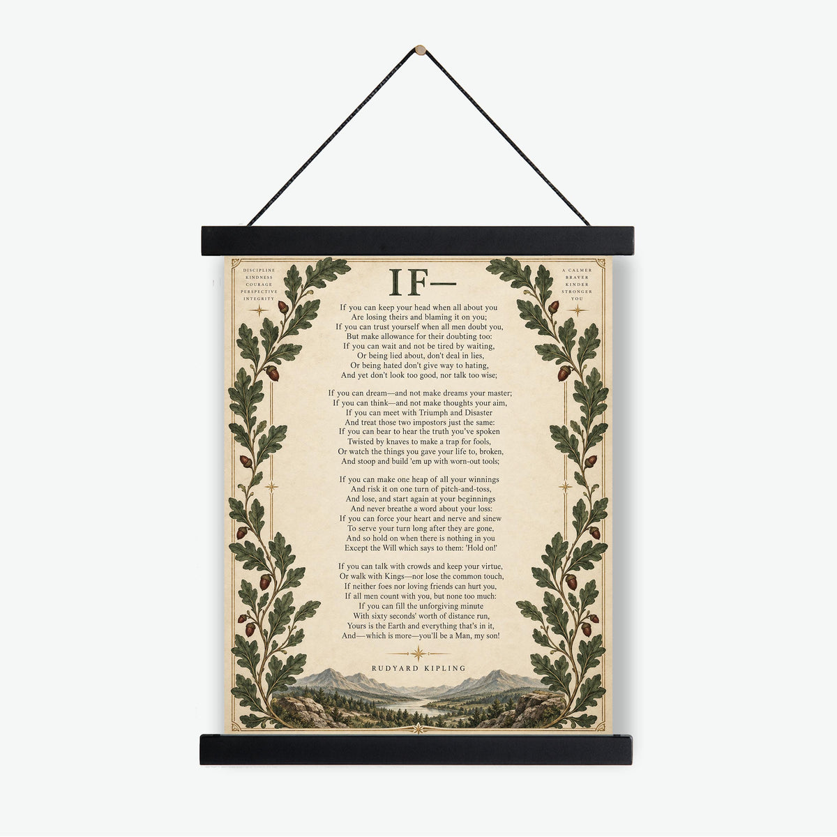 If Poem Quote Wall Art Print | Rudyard Kipling | Family | Floral Landscape | Children's Room | Nursery | Vintage Home Decor | Literary Gift