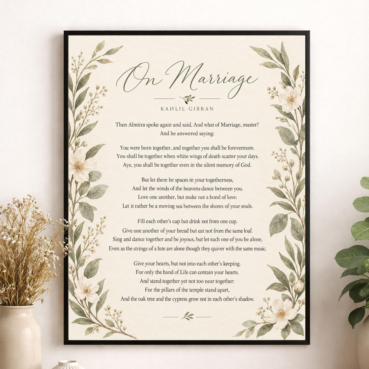 On Marriage Poem Quote Wall Art Print | Kahlil Gibran | Poetry | Landscape | Vintage Home Decor | Literary Gift