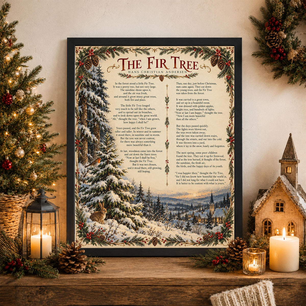Christmas Bells Art Print, Vintage Holiday Wall Artwork, Home Decor