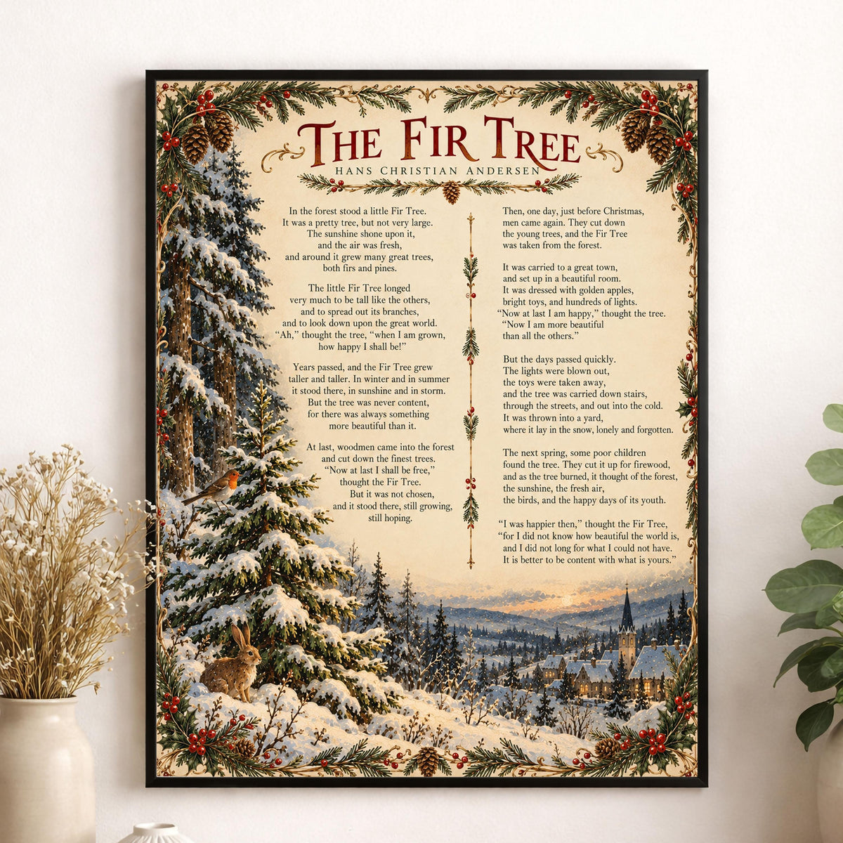 Christmas Bells Art Print, Vintage Holiday Wall Artwork, Home Decor