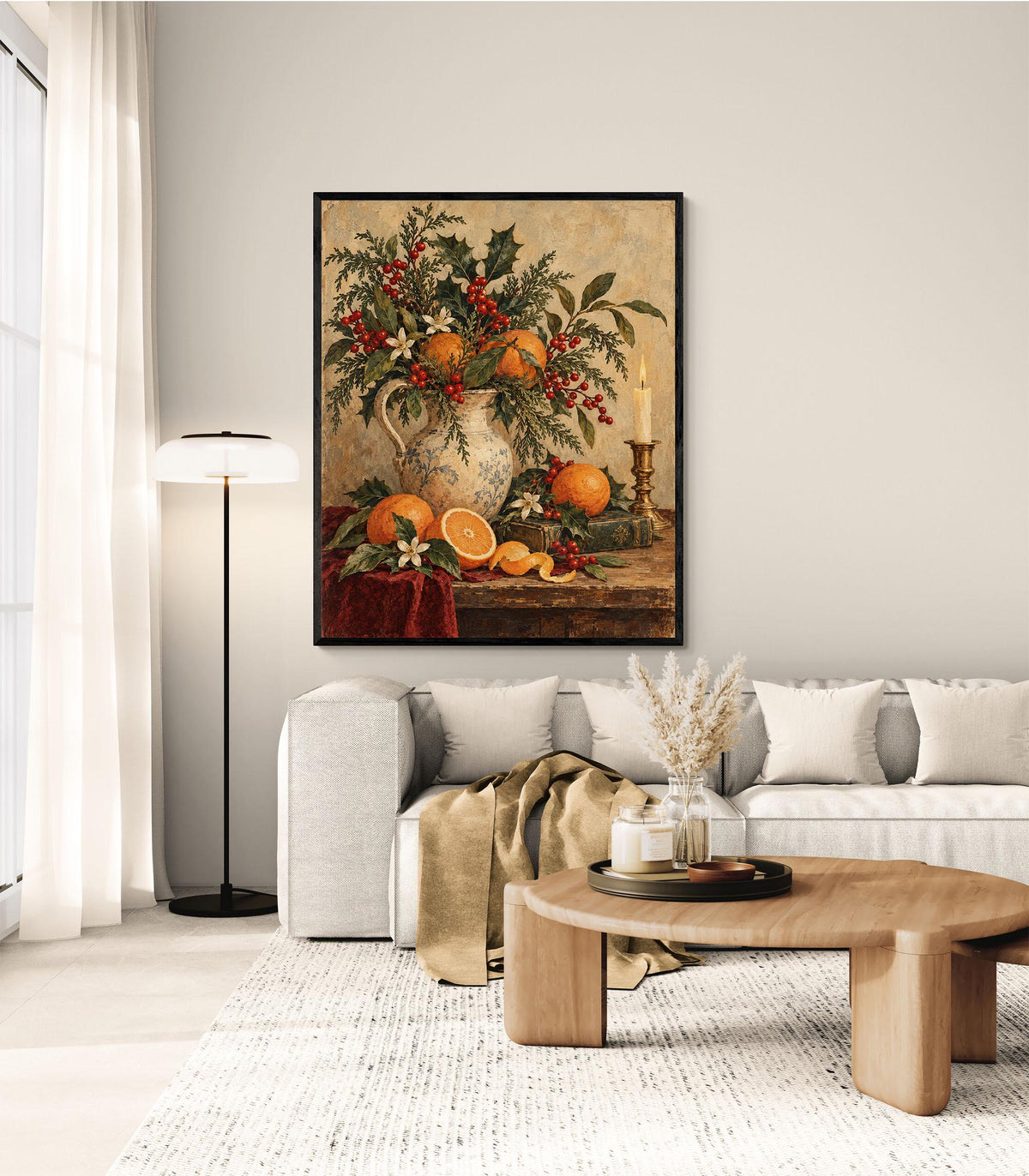 Vintage Christmas Citrus Art Print, Old World Holiday Wall Artwork, Home Decor