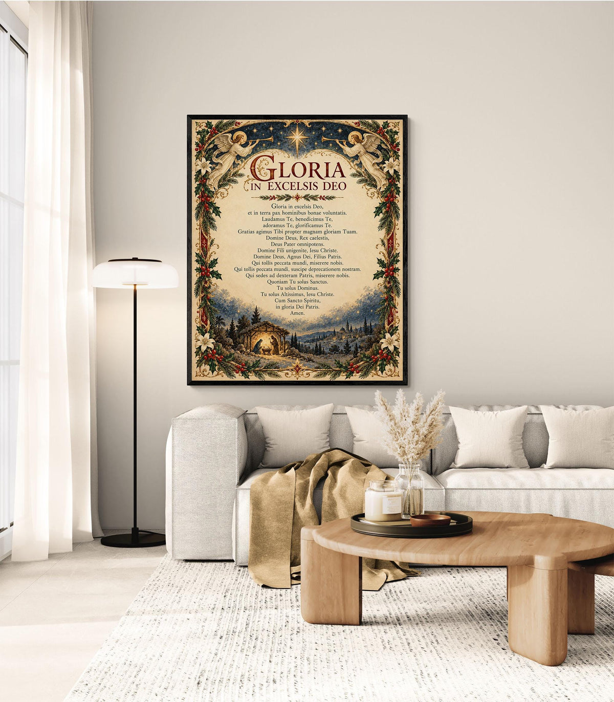 Gloria In Excelsis Deo Art Print, Latin Christmas Hymn Holiday Wall Artwork, Home Decor