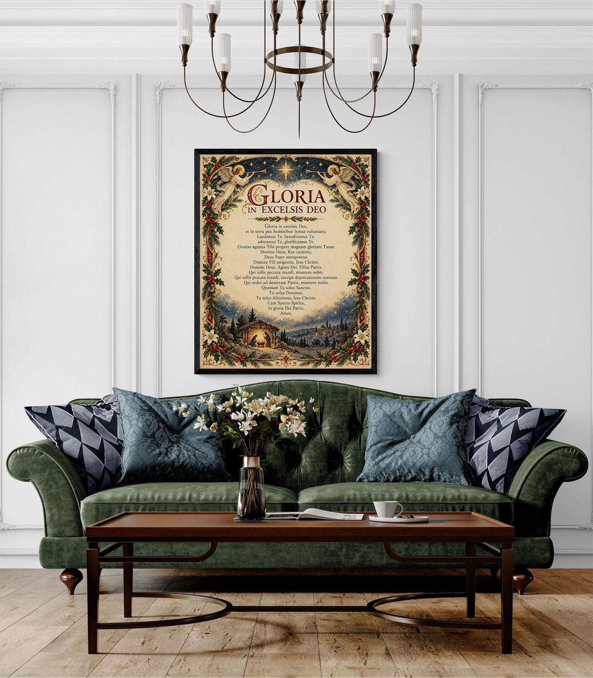 Gloria In Excelsis Deo Art Print, Latin Christmas Hymn Holiday Wall Artwork, Home Decor