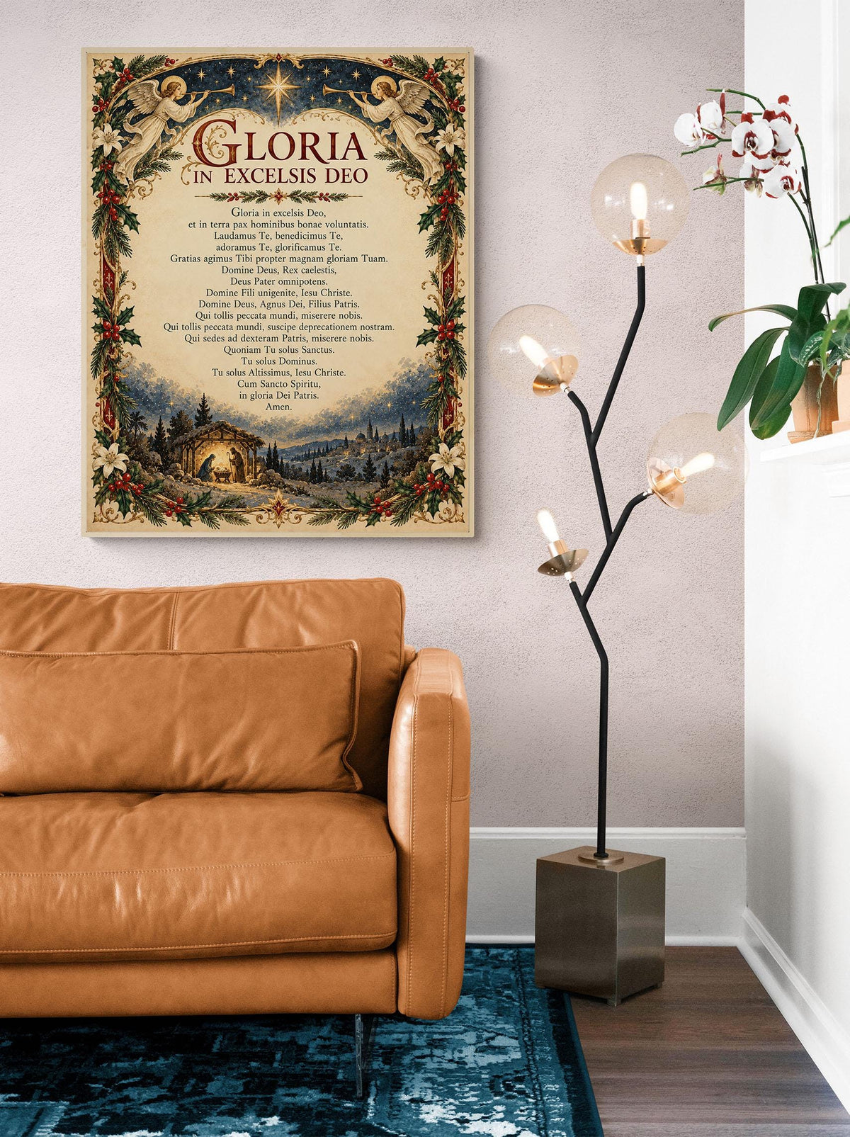 Gloria In Excelsis Deo Art Print, Latin Christmas Hymn Holiday Wall Artwork, Home Decor