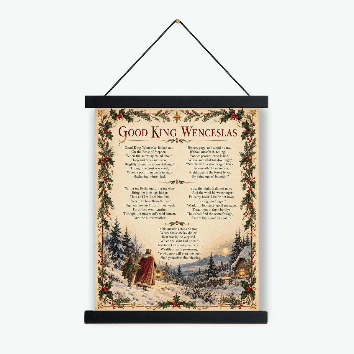 Good King Wenceslas Art Print, Christmas Carol Hymn Holiday Wall Artwork, Home Decor