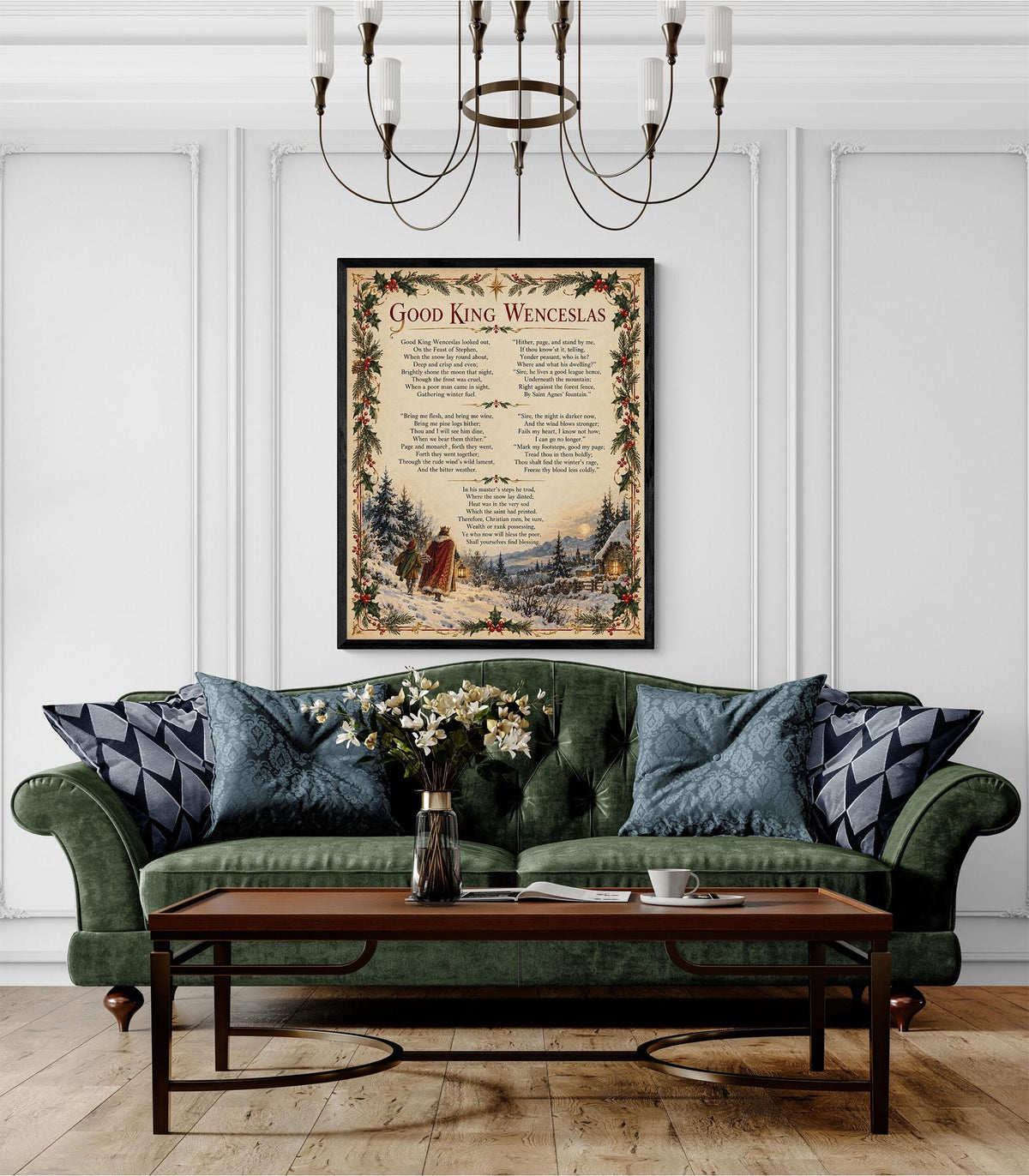 Good King Wenceslas Art Print, Christmas Carol Hymn Holiday Wall Artwork, Home Decor