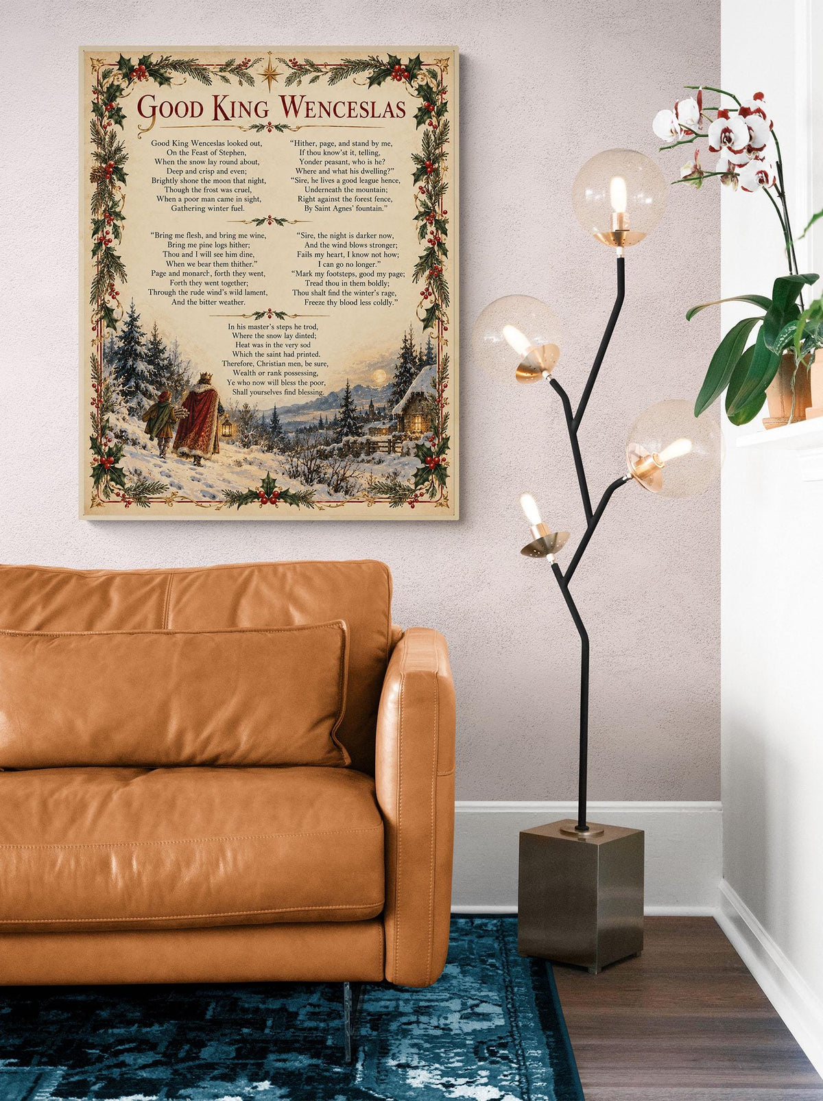 Good King Wenceslas Art Print, Christmas Carol Hymn Holiday Wall Artwork, Home Decor