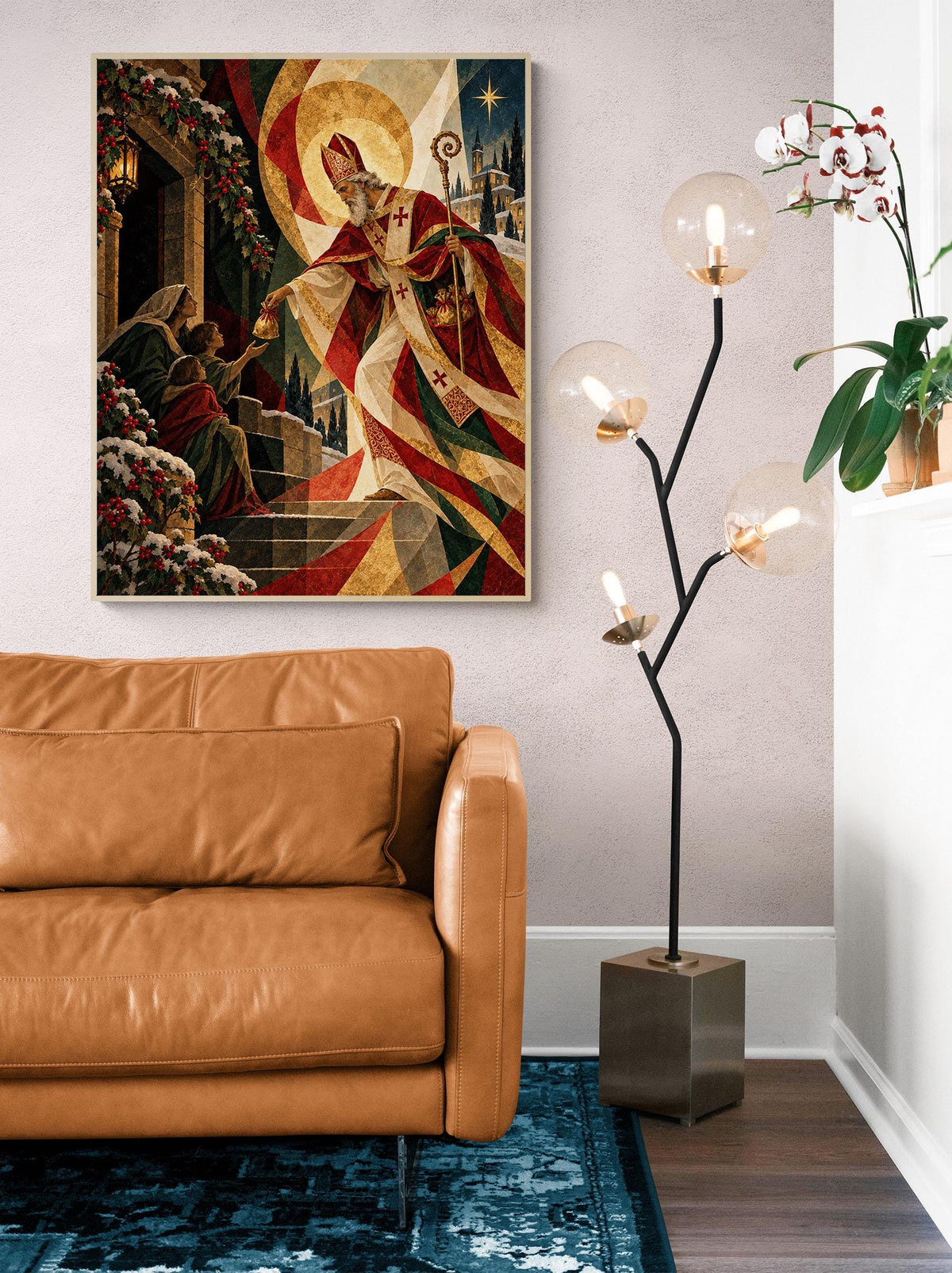 Saint Nicholas Christmas Art Print, Holiday Wall Artwork, Home Decor