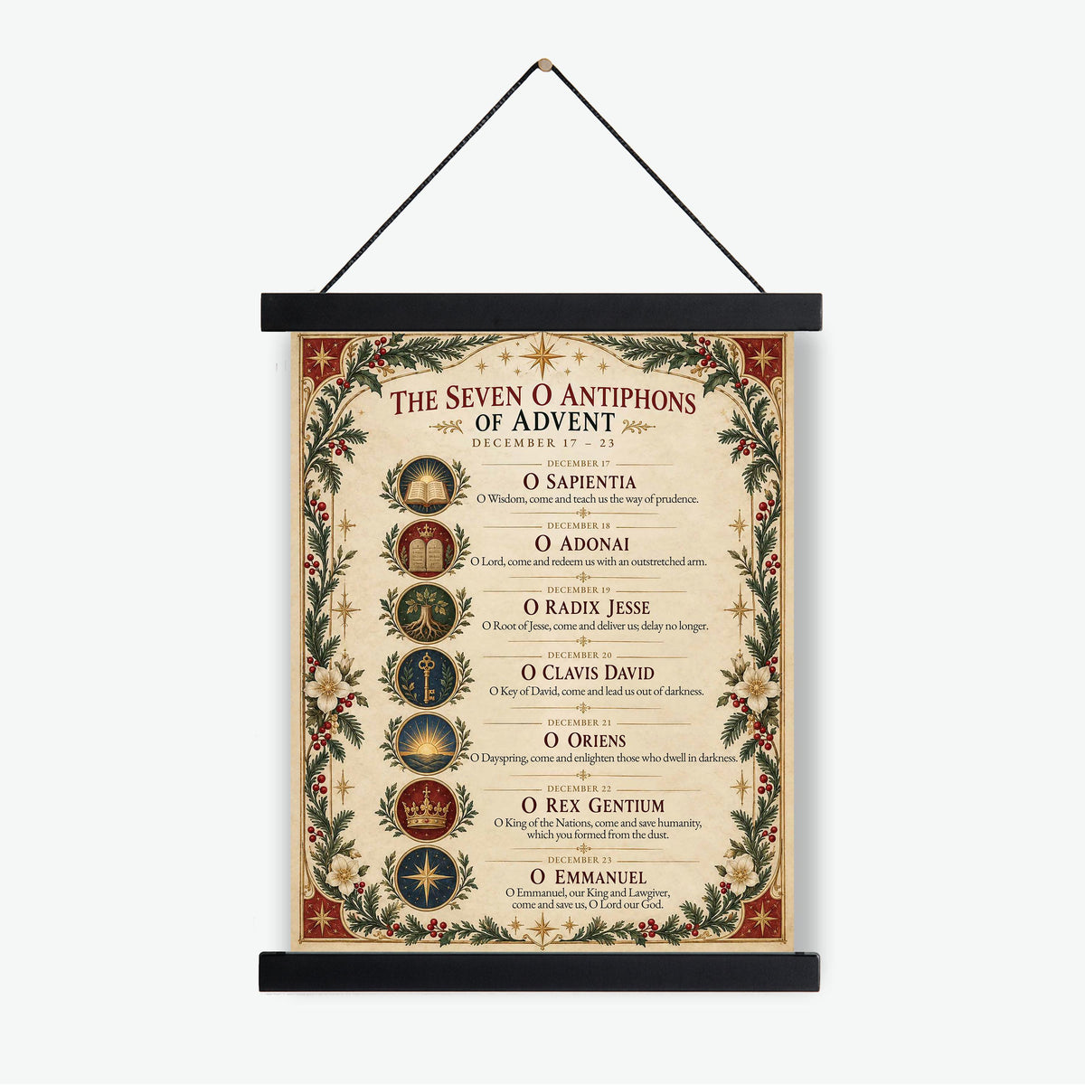Seven O Antiphons of Advent Art Print, Christmas Advent Wall, Christian Liturgical Home Decor