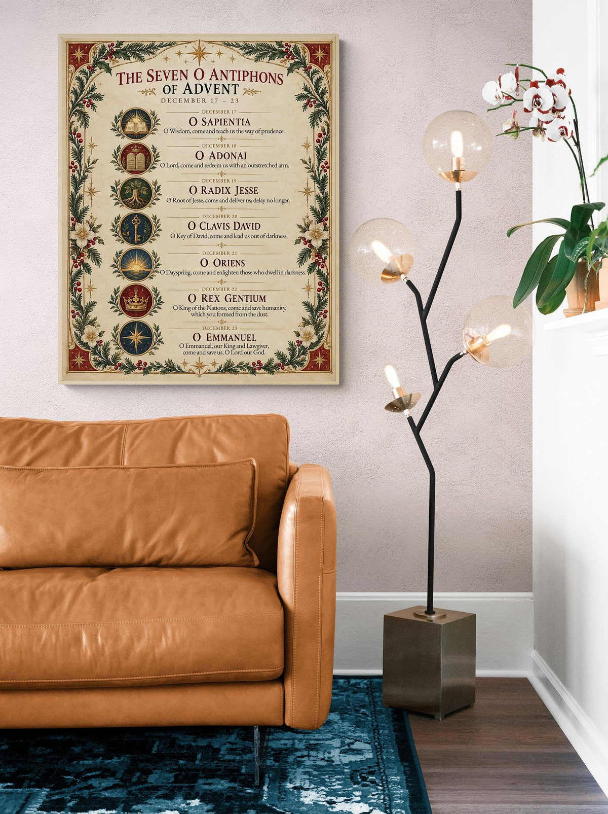 Seven O Antiphons of Advent Art Print, Christmas Advent Wall, Christian Liturgical Home Decor