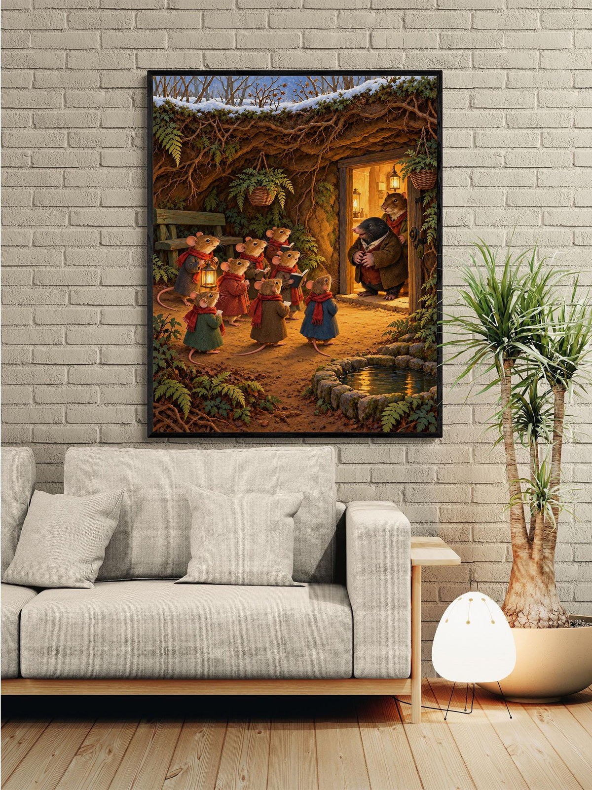 Wind in the Willows Christmas Art Print, Mole End Carolers, Literary Wall Decor