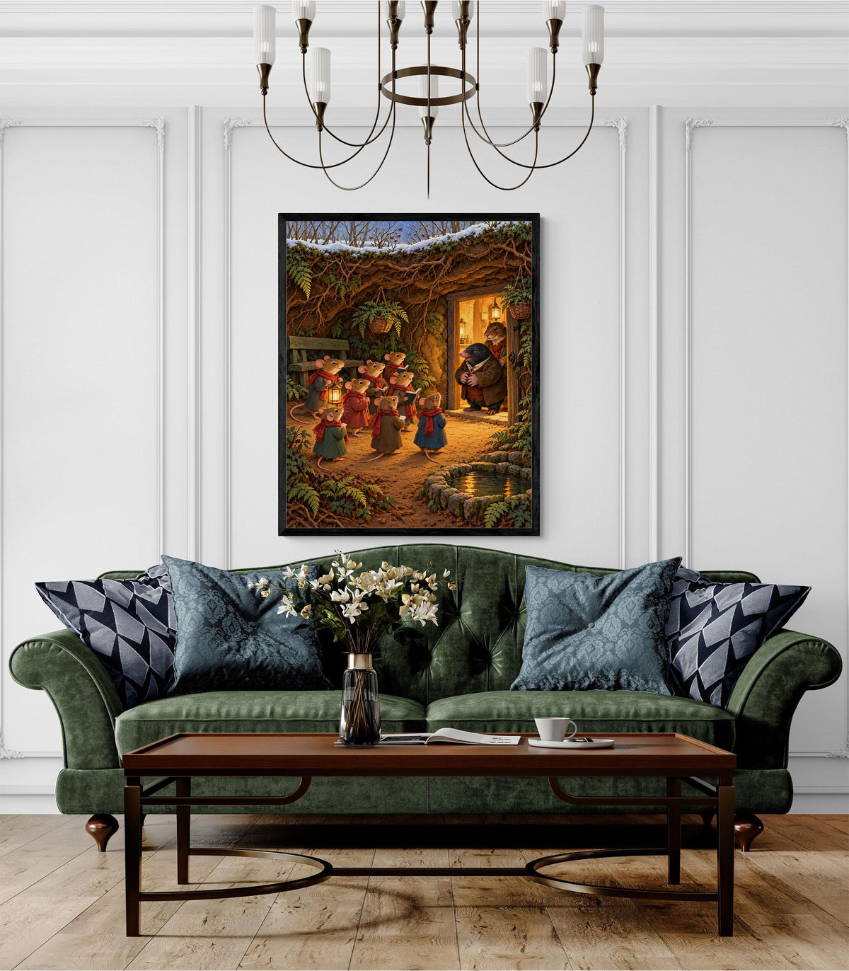 Wind in the Willows Christmas Art Print, Mole End Carolers, Literary Wall Decor