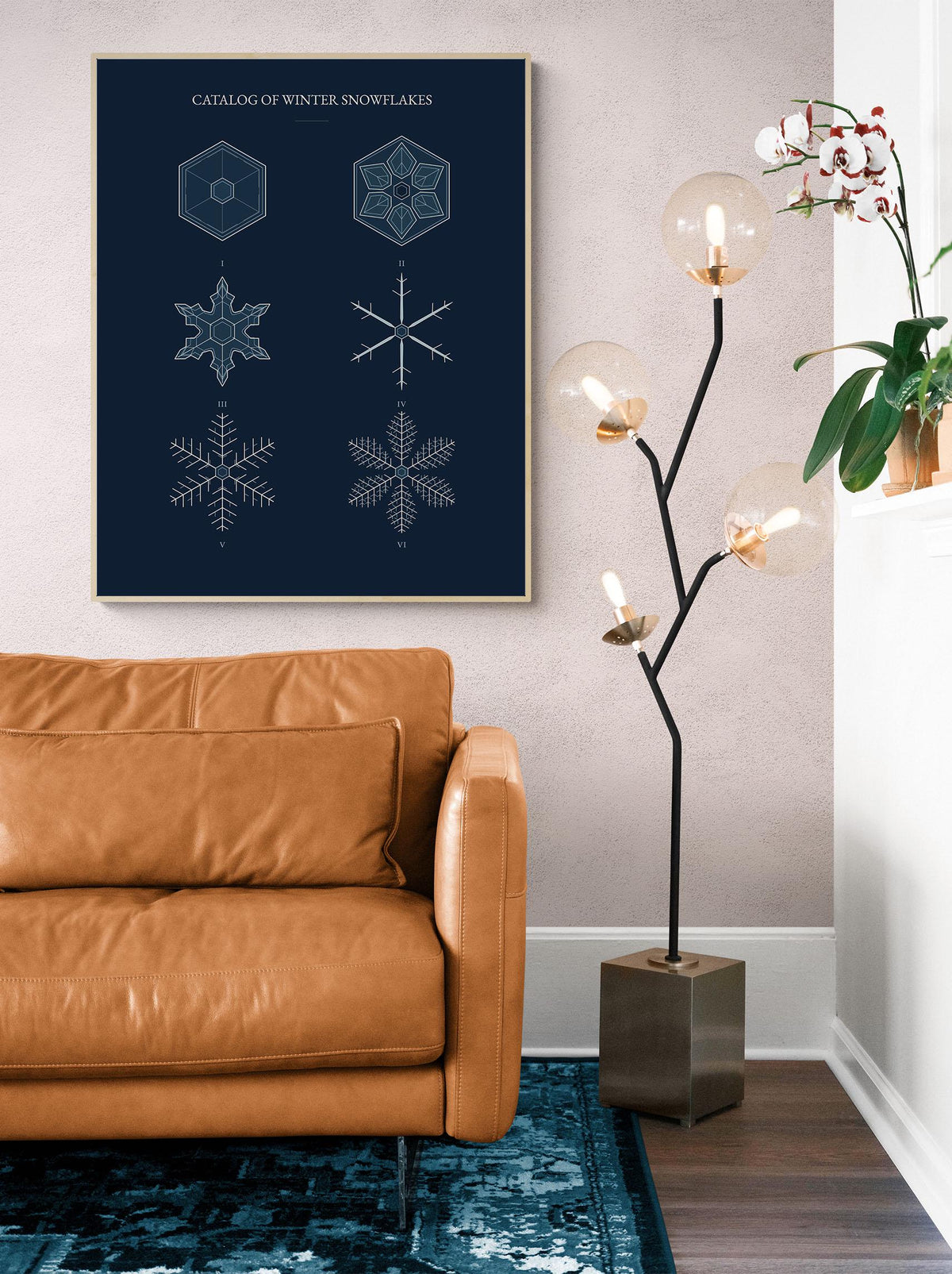 Catalog of Winter Snowflakes Art Print, Christmas, Blue Natural History Wall Decor